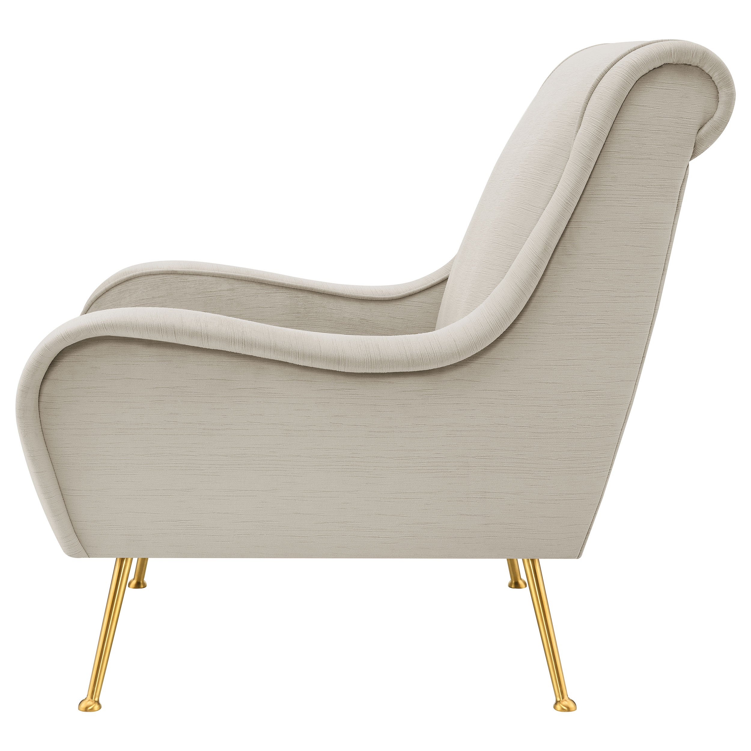 Ricci Upholstered Saddle Arms Accent Chair Stone and Gold