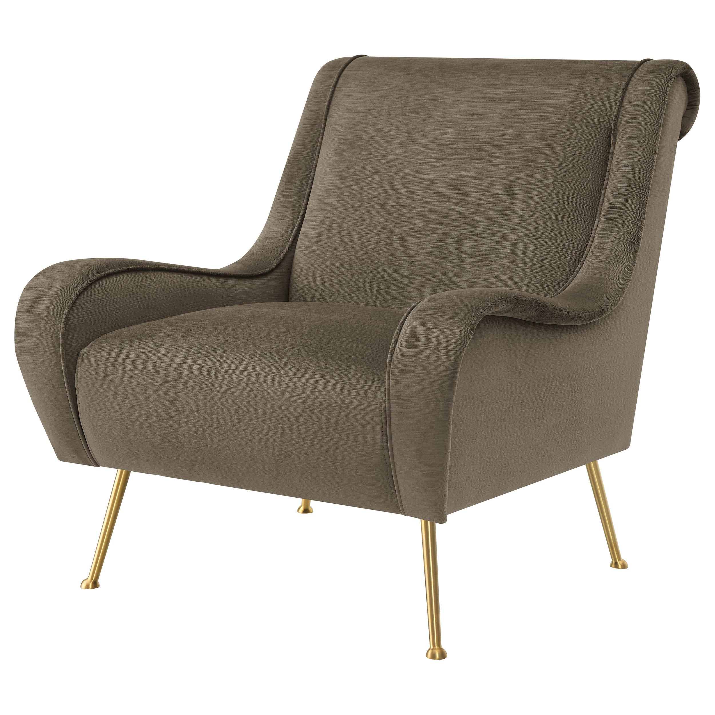 Ricci Upholstered Saddle Arms Accent Chair Stone and Gold