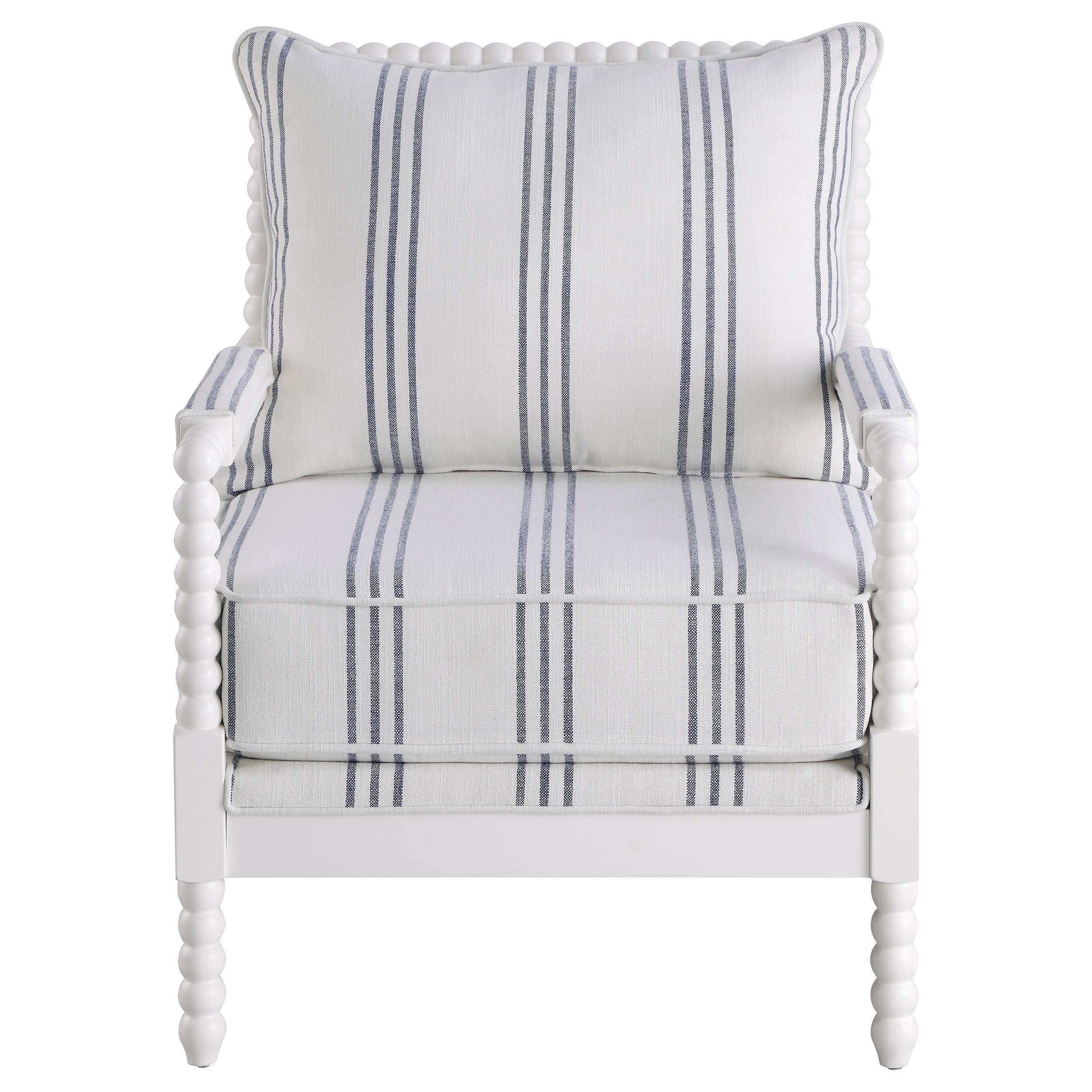 Blanchett Upholstered Accent Chair with Spindle Accent White and Navy