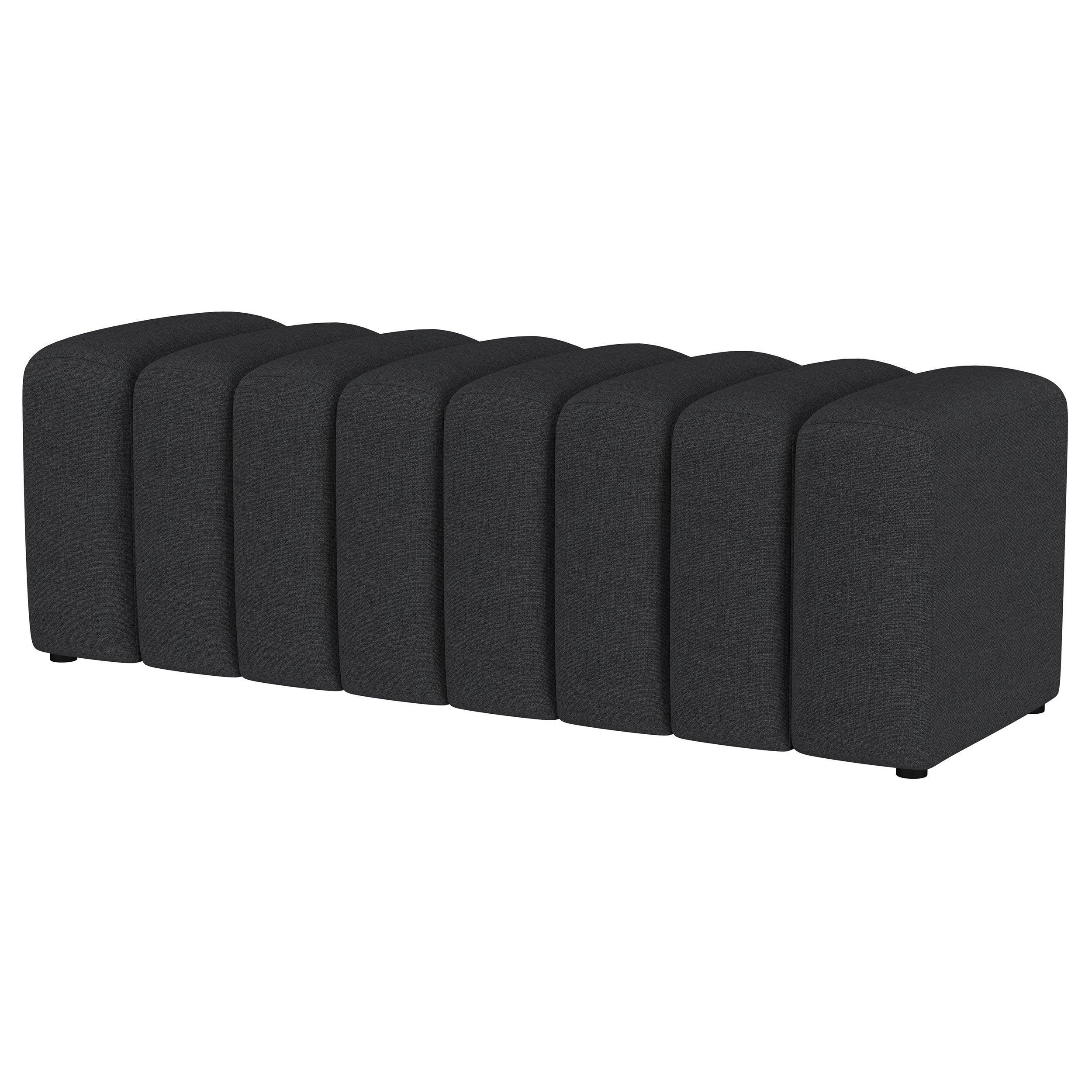 Summer Fabric Upholstered Tufted Accent Bench Charcoal