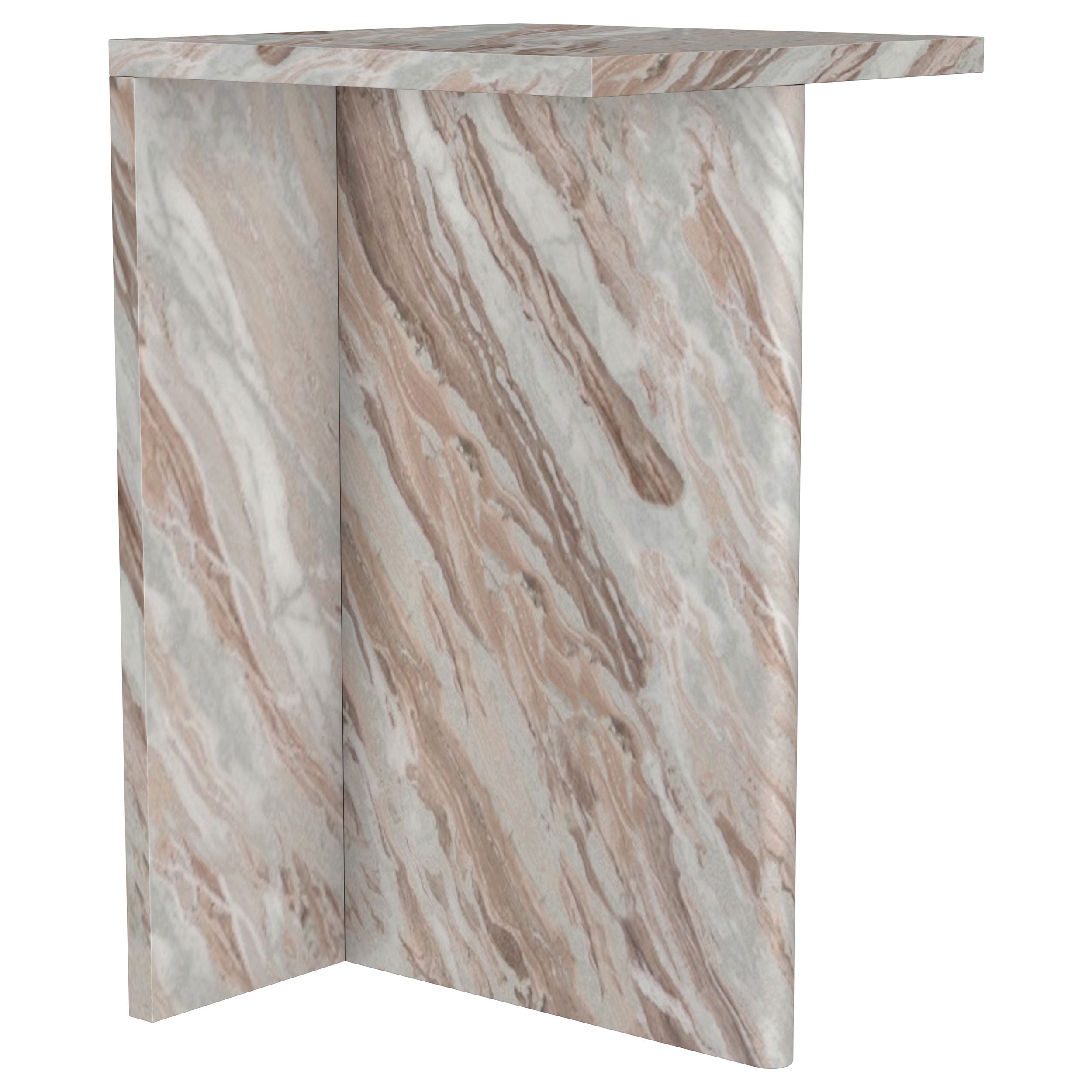 Bowdoin Genuine Marble Accent Side Table Grey