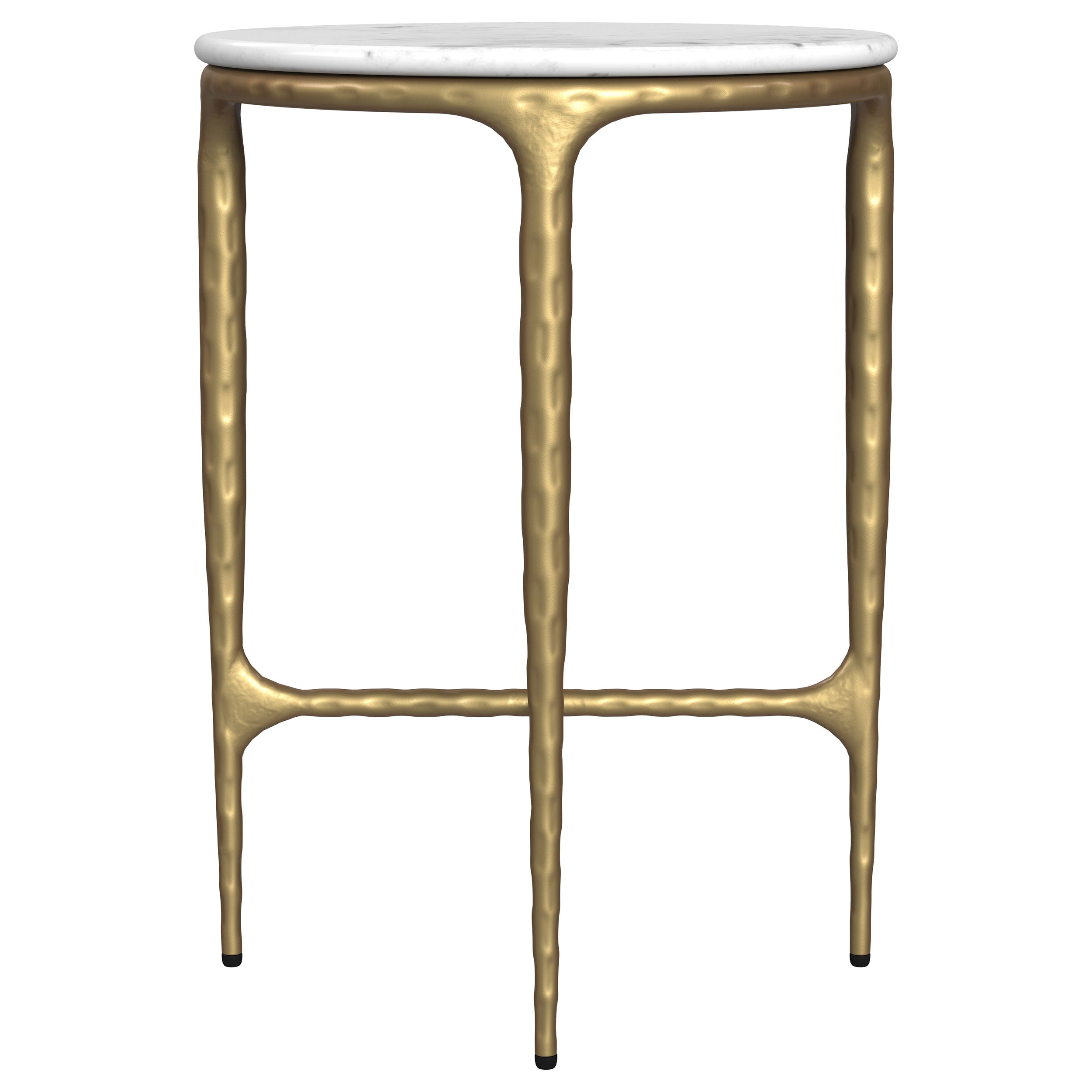 Baldwin Round Marble Top Side Table White and Gold