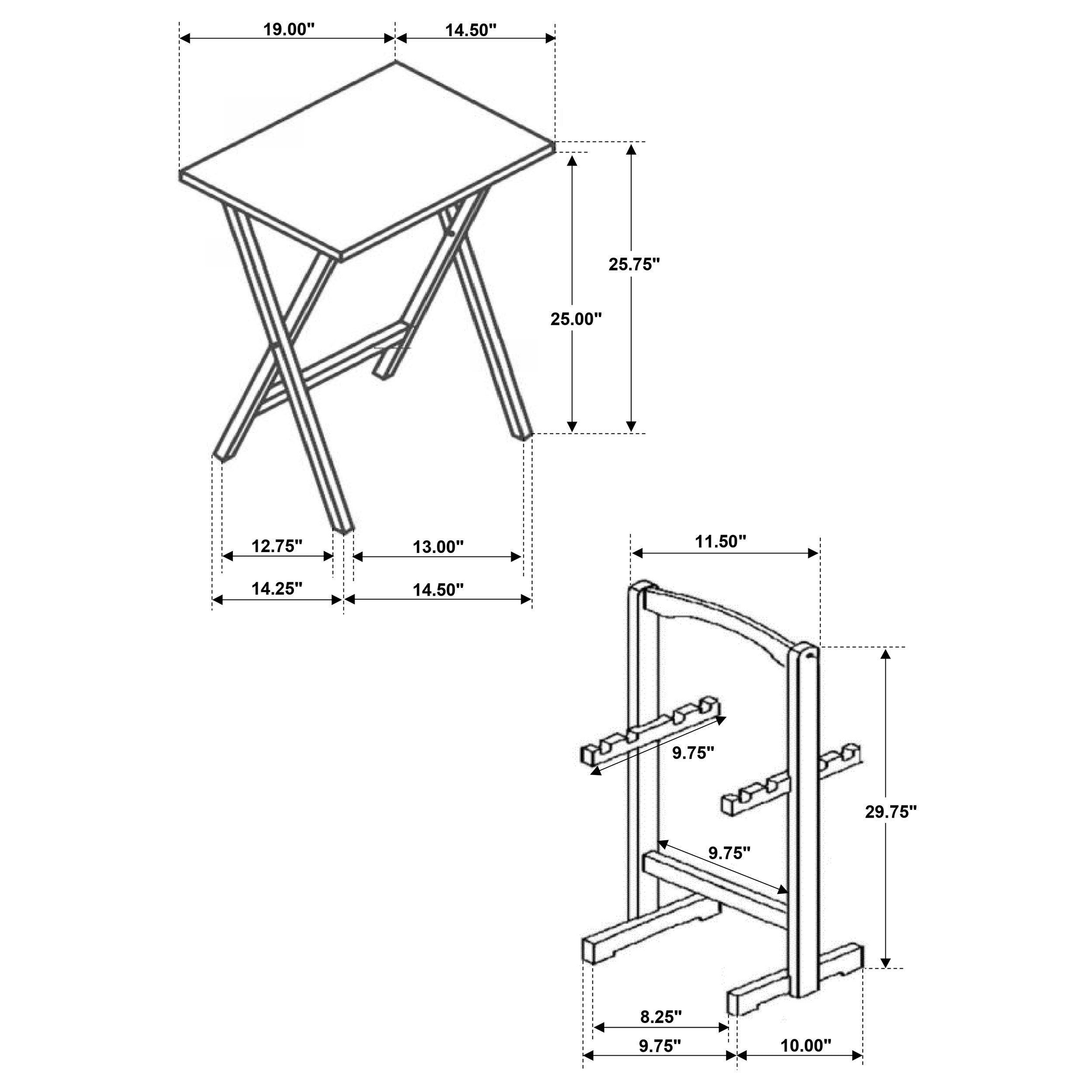 Donna 4-piece TV Tray Table Set with Stand Natural