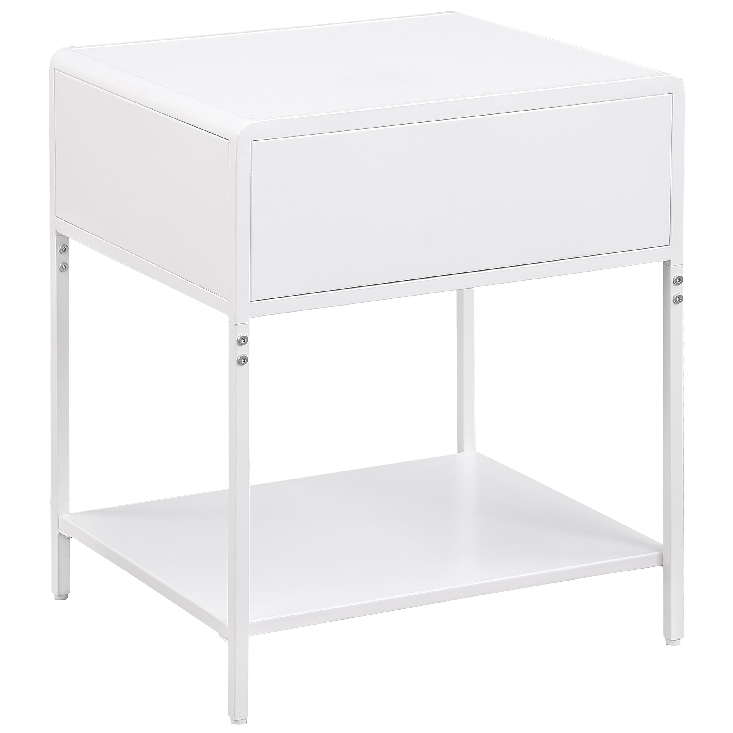 Amherst 1-drawer Radio Weave Cane Metal Bedside Table White