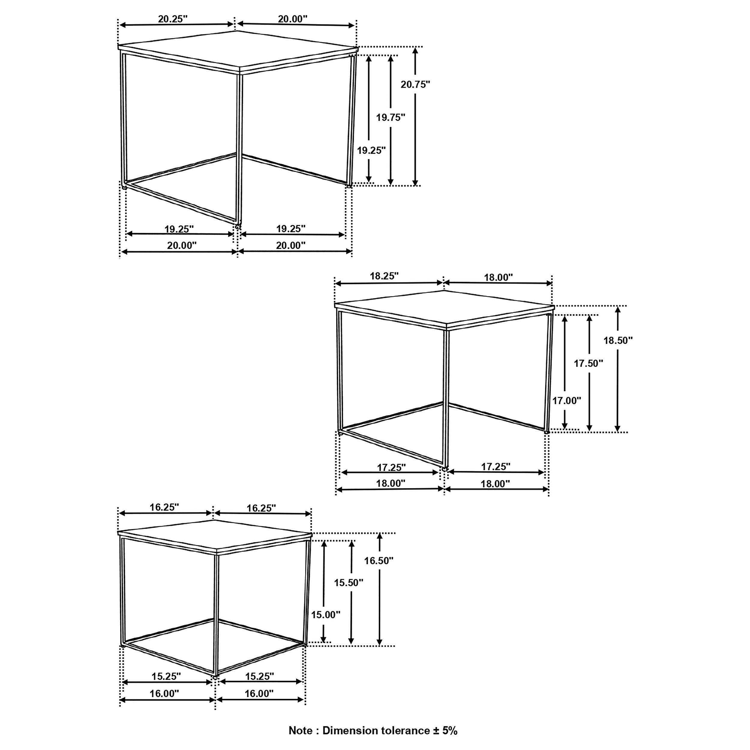 Belcourt 3-piece Square Nesting Tables Natural and Black