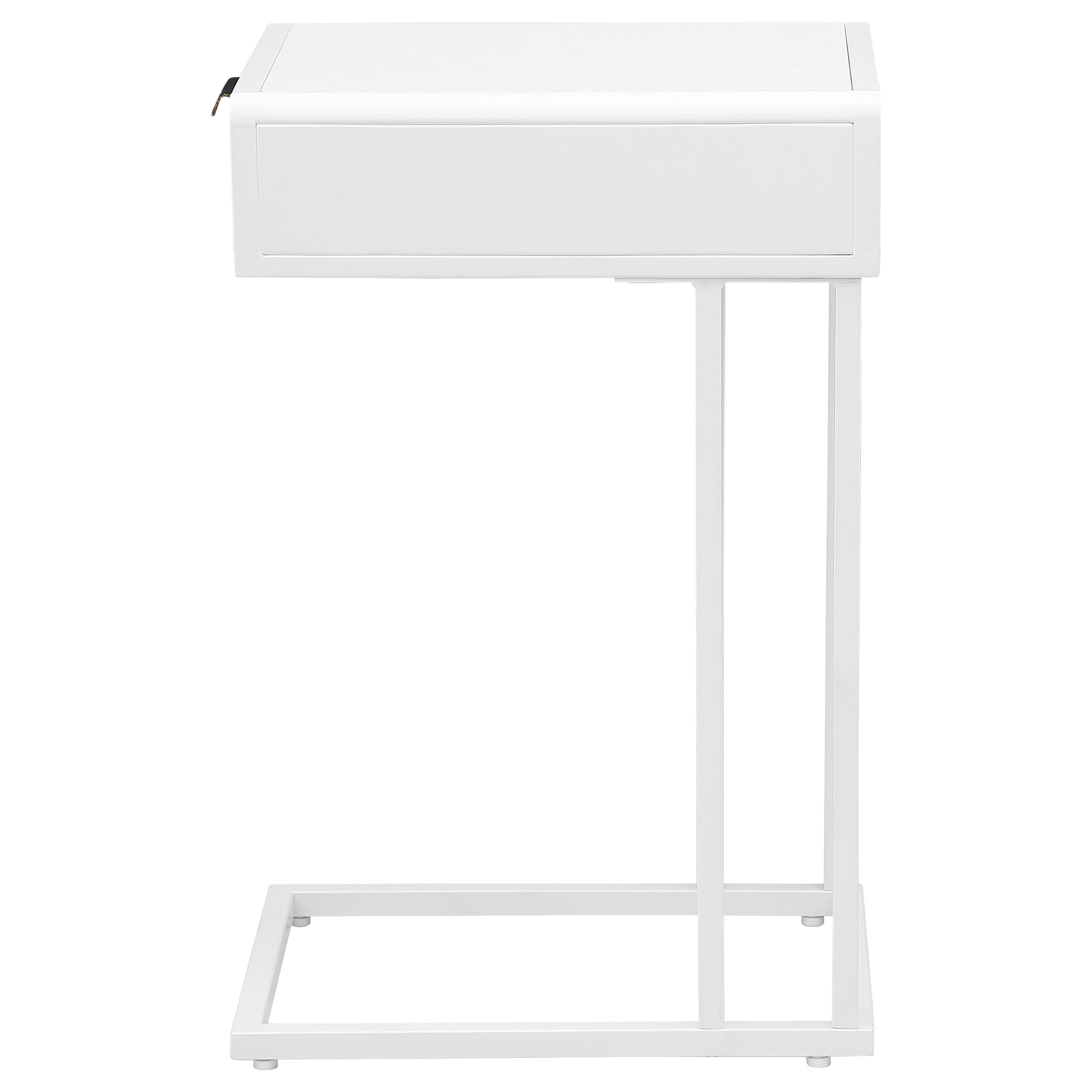 Amherst 1-drawer Radio Weave Cane Metal Side Table White