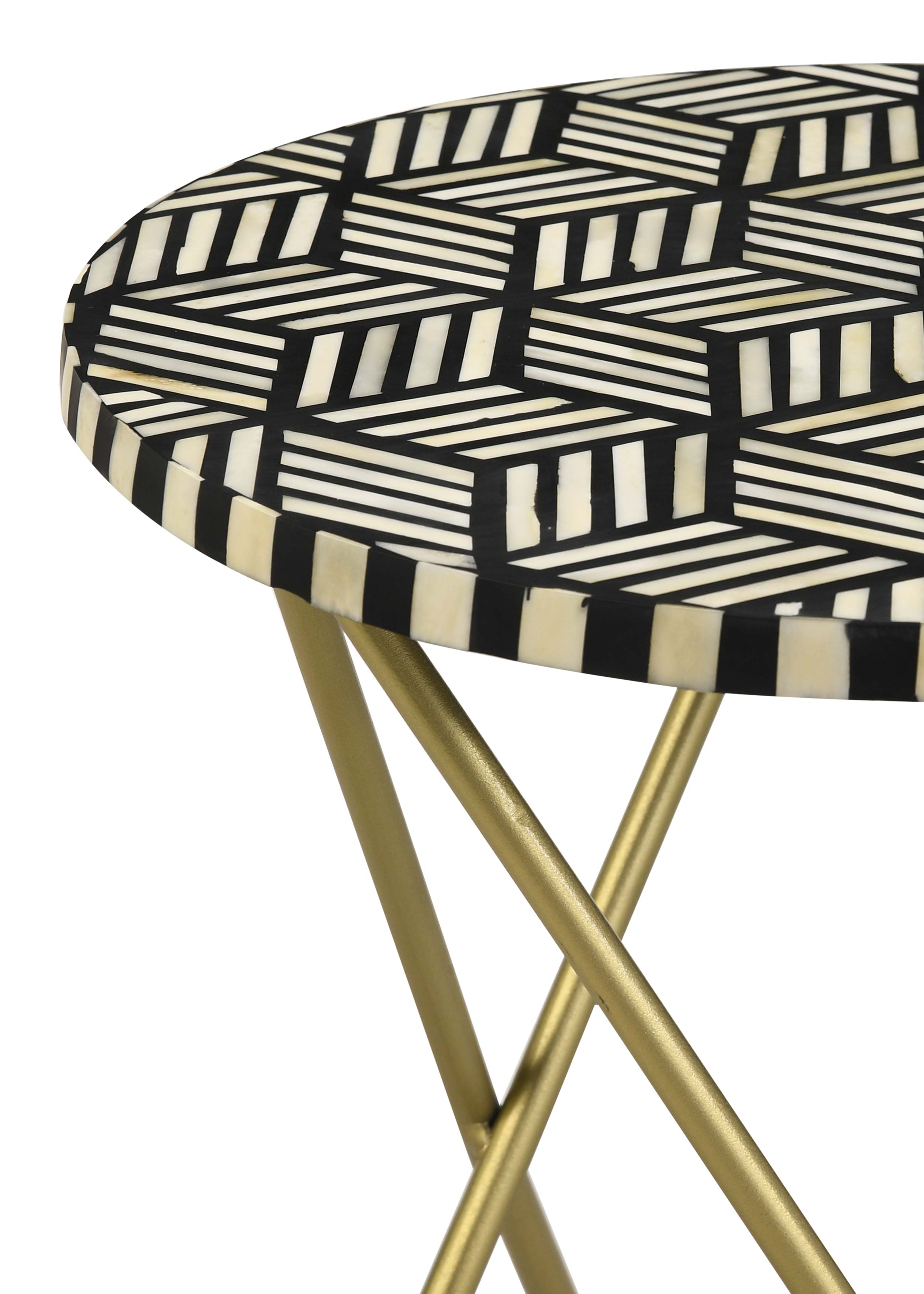 Xenia Round Accent Table with Hairpin Legs Black and White