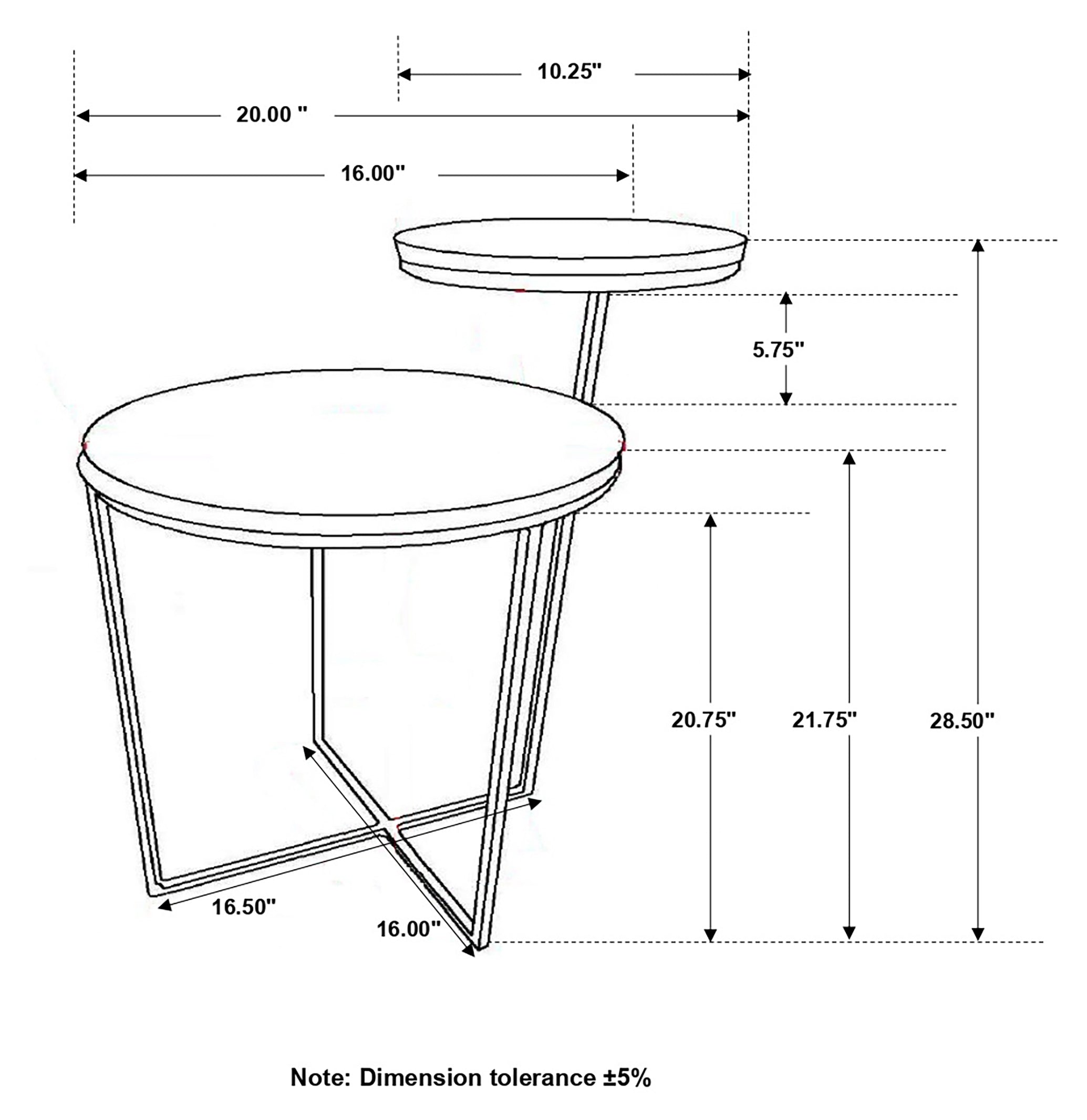 Yael Round Accent Table Natural and Gunmetal