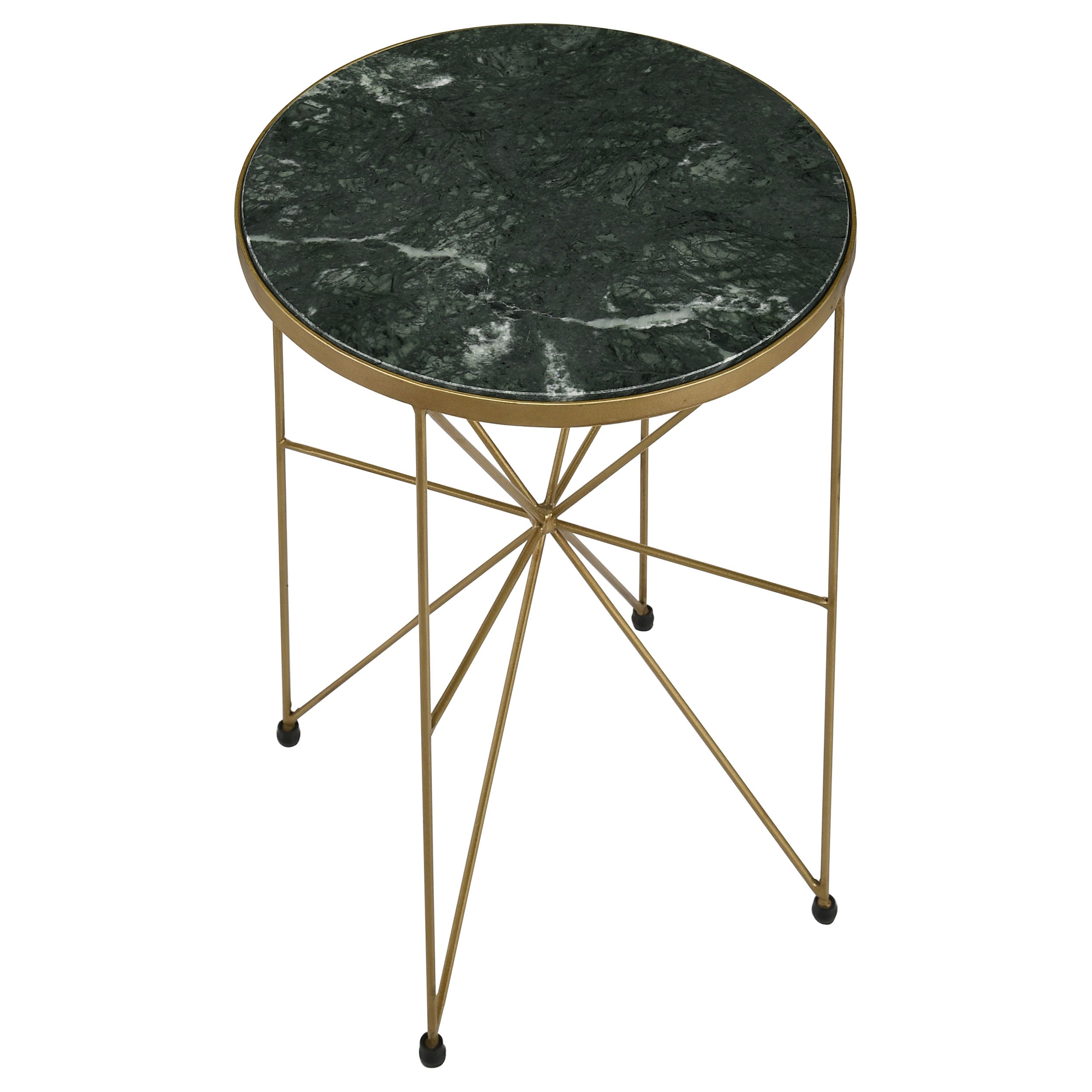 Eliska Round Accent Table with Marble Top Green and Antique Gold