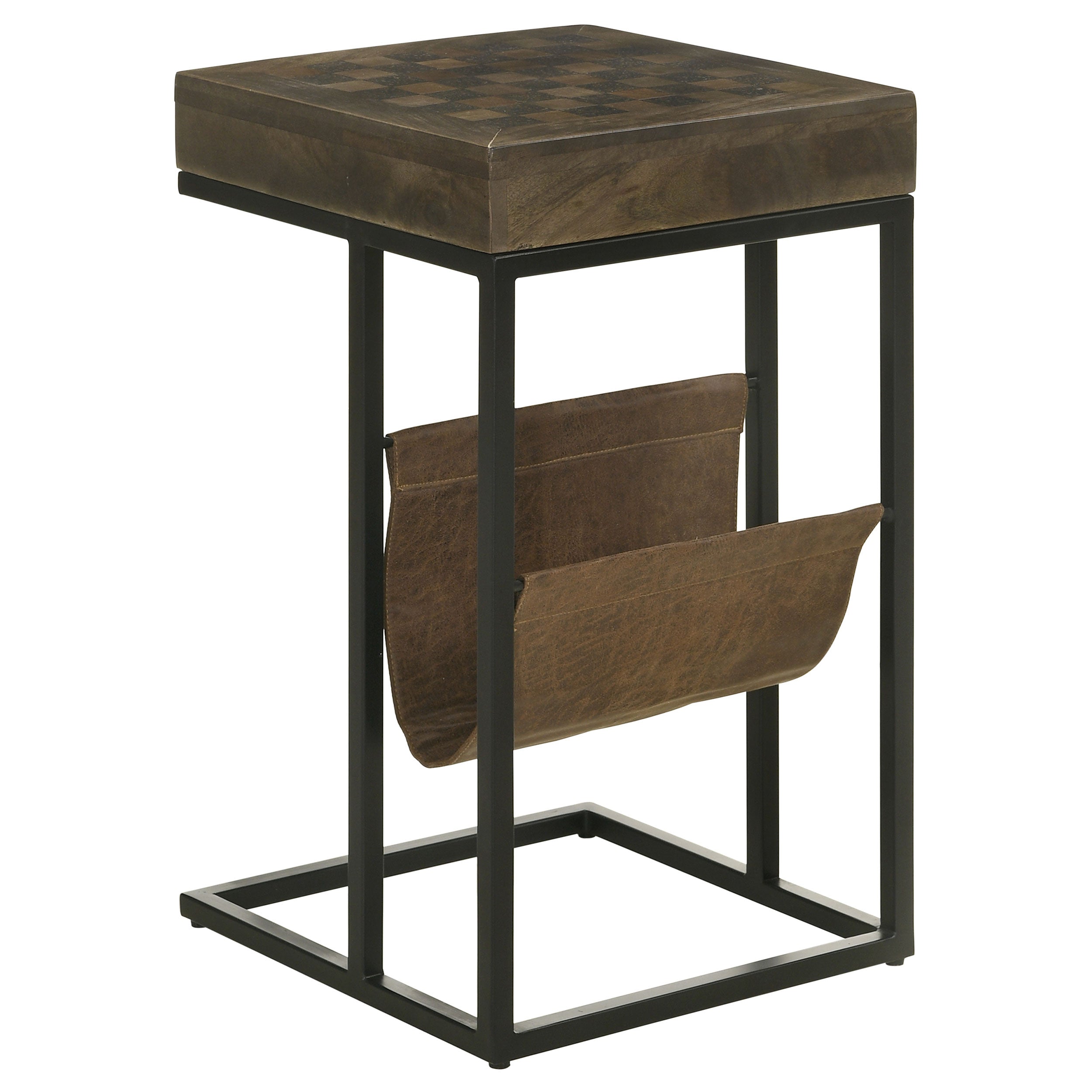 Chessie 1-drawer Square Side Table With Leatherette Sling Tobacco and Black