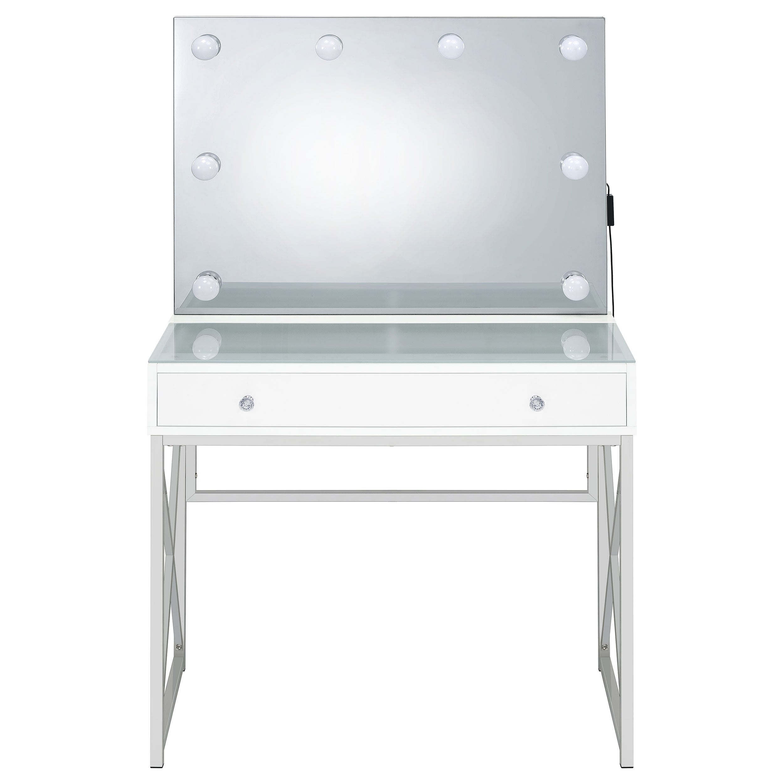 Eliza 2-piece Vanity Set with Hollywood Lighting White and Chrome