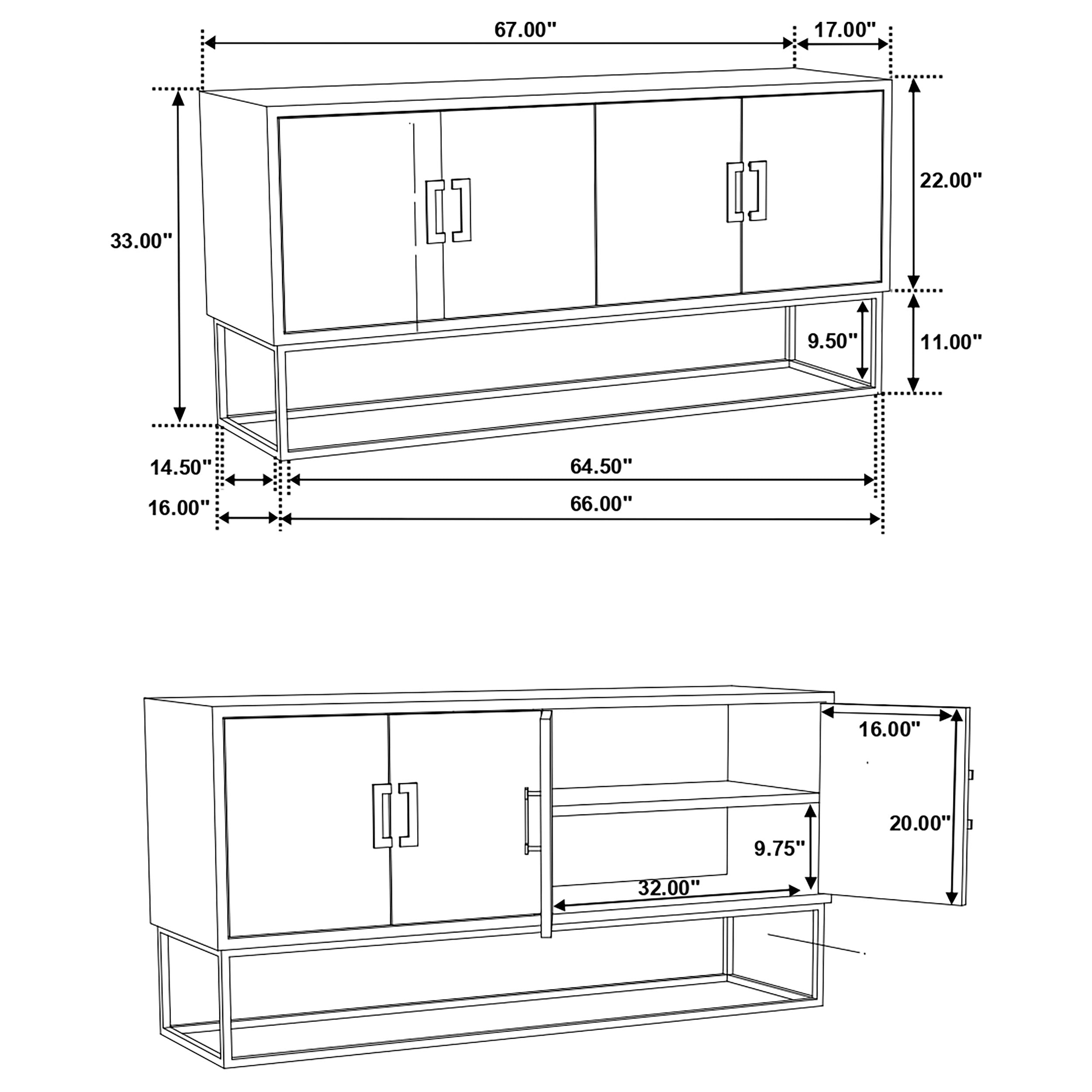 Borman 4-door Wooden Accent Cabinet Walnut and Black