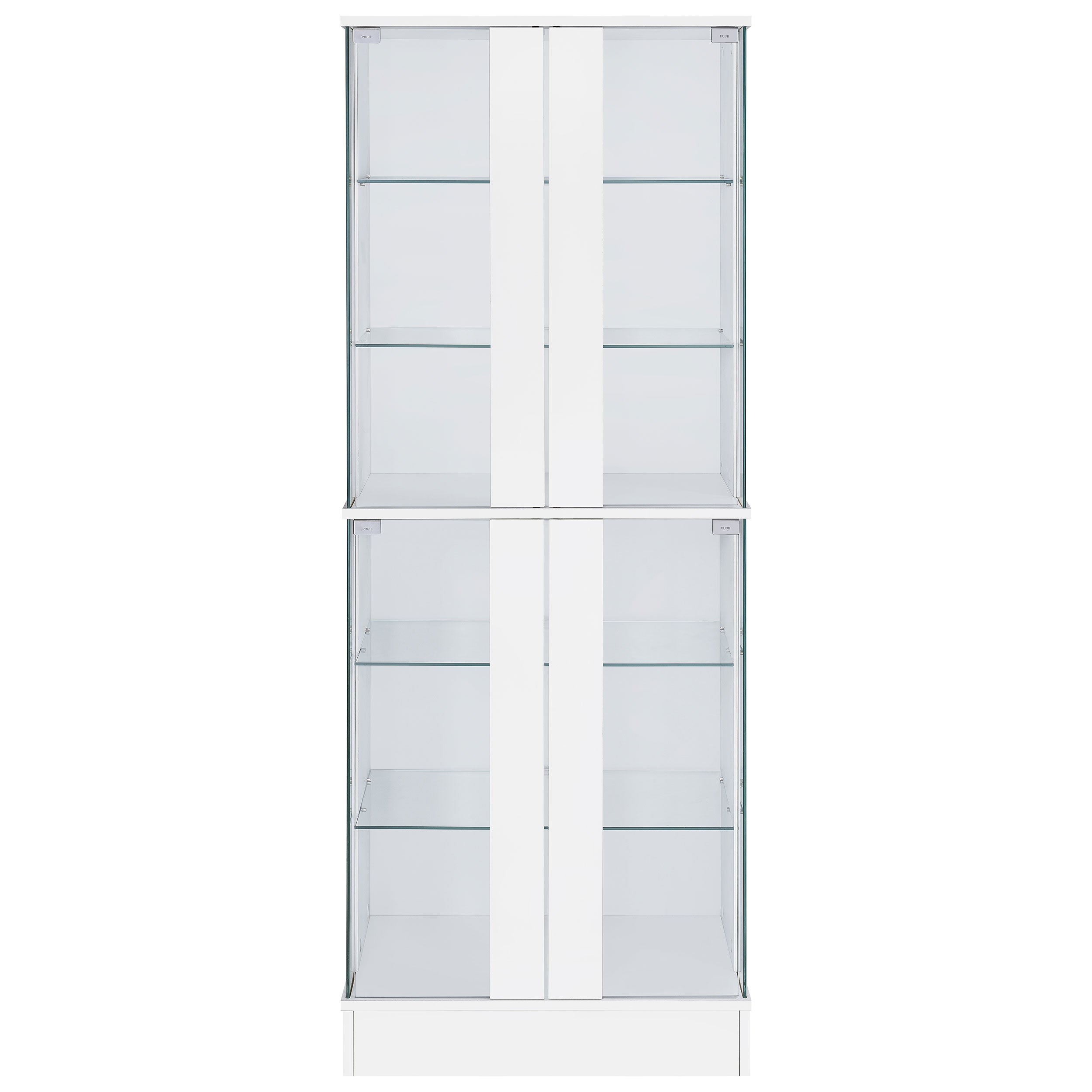 Cabra Display Case Curio Cabinet with Glass Shelves and LED Lighting White High Gloss