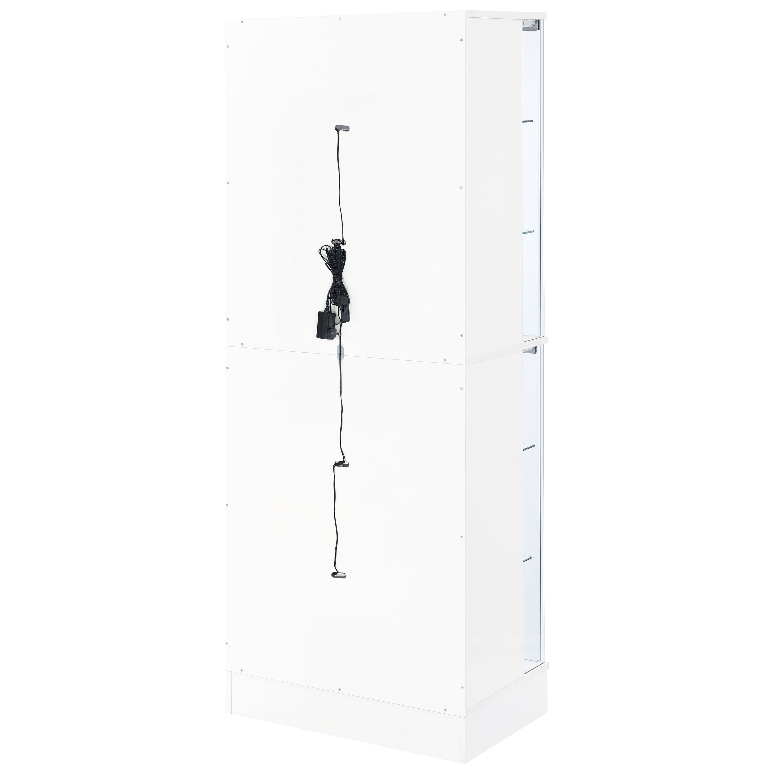 Cabra Display Case Curio Cabinet with Glass Shelves and LED Lighting White High Gloss