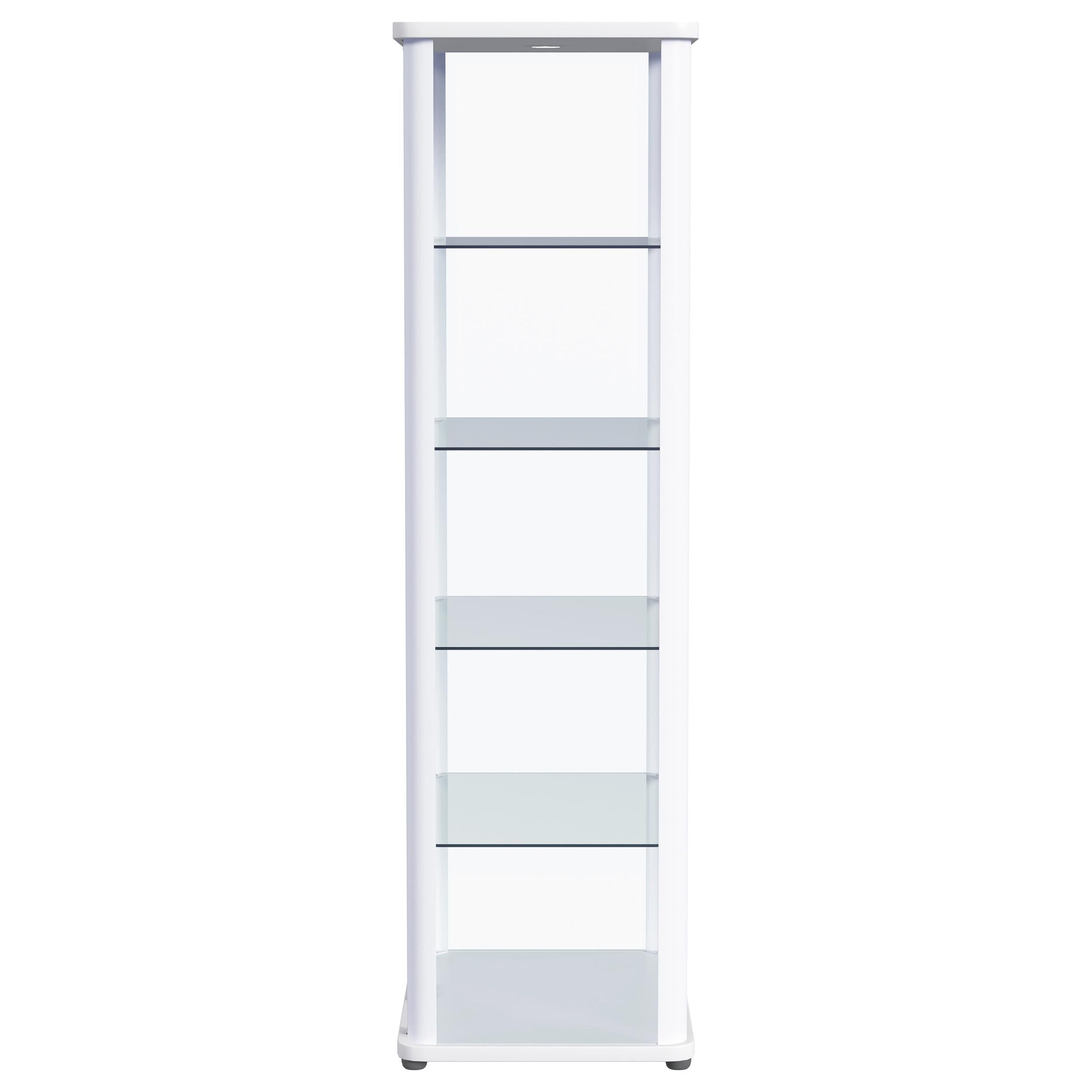 Aero 5-shelf Display Curio Cabinet with LED Lighting White