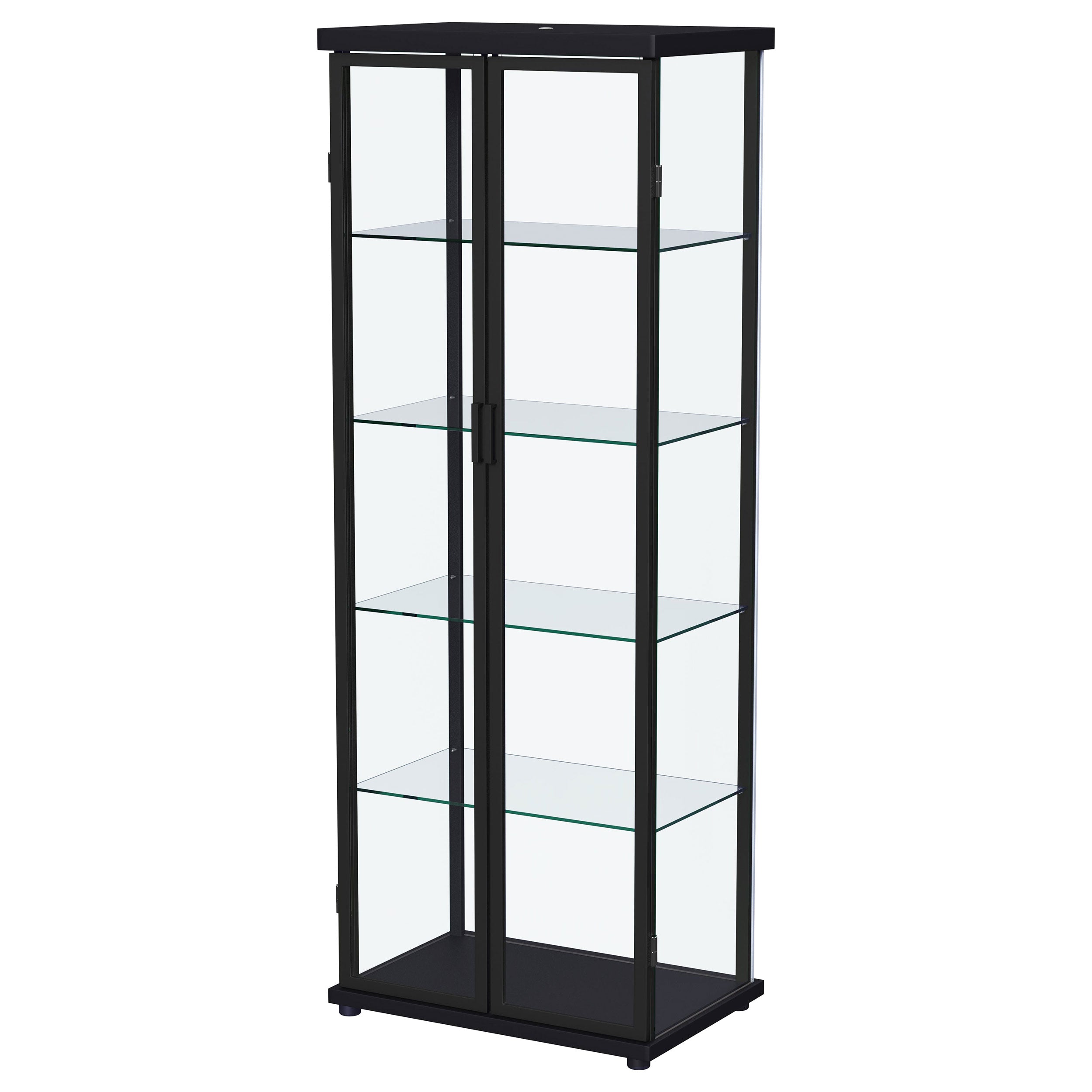 Aero 5-shelf Display Curio Cabinet with LED Lighting Black