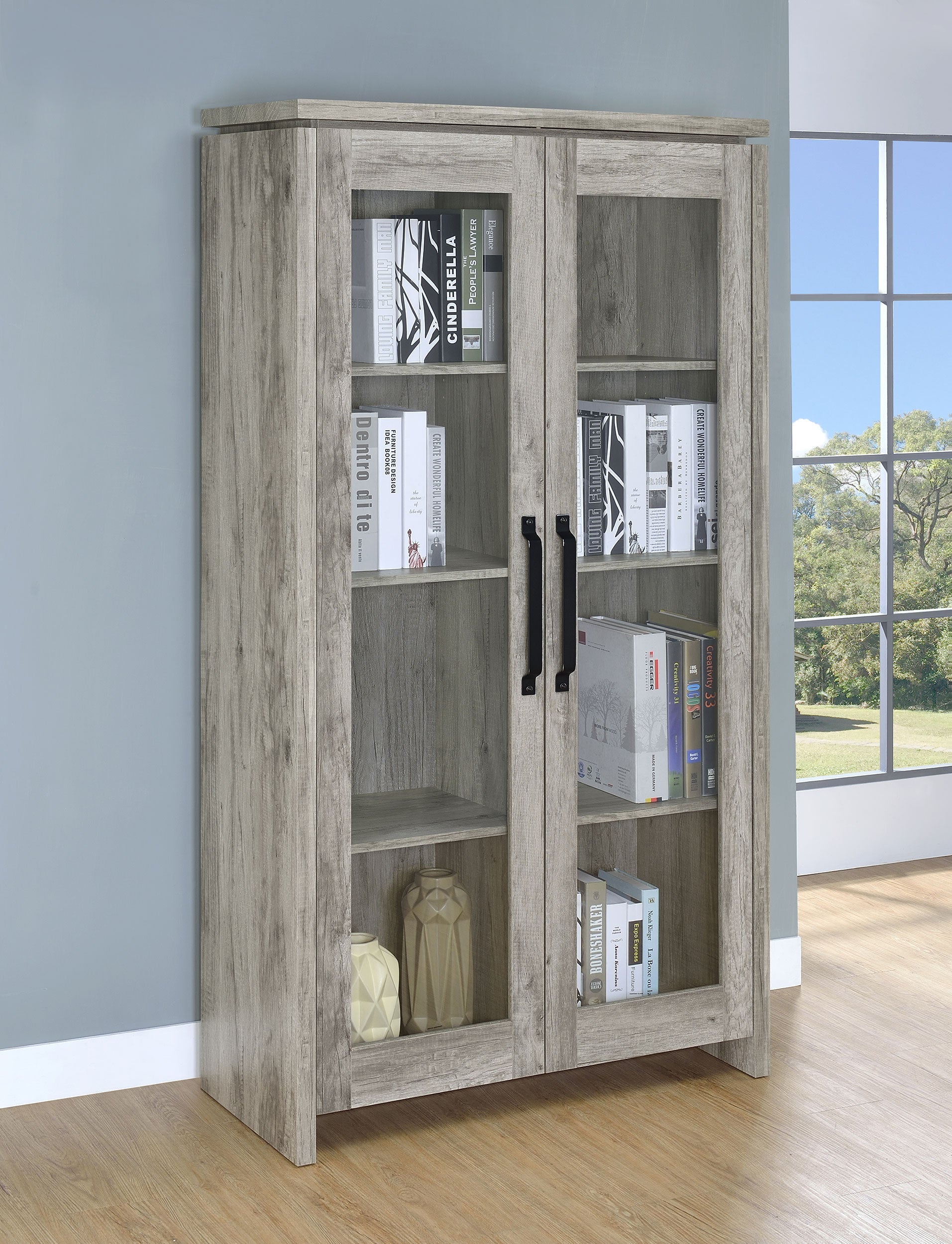 Alejo 2-door Tall Cabinet Grey Driftwood