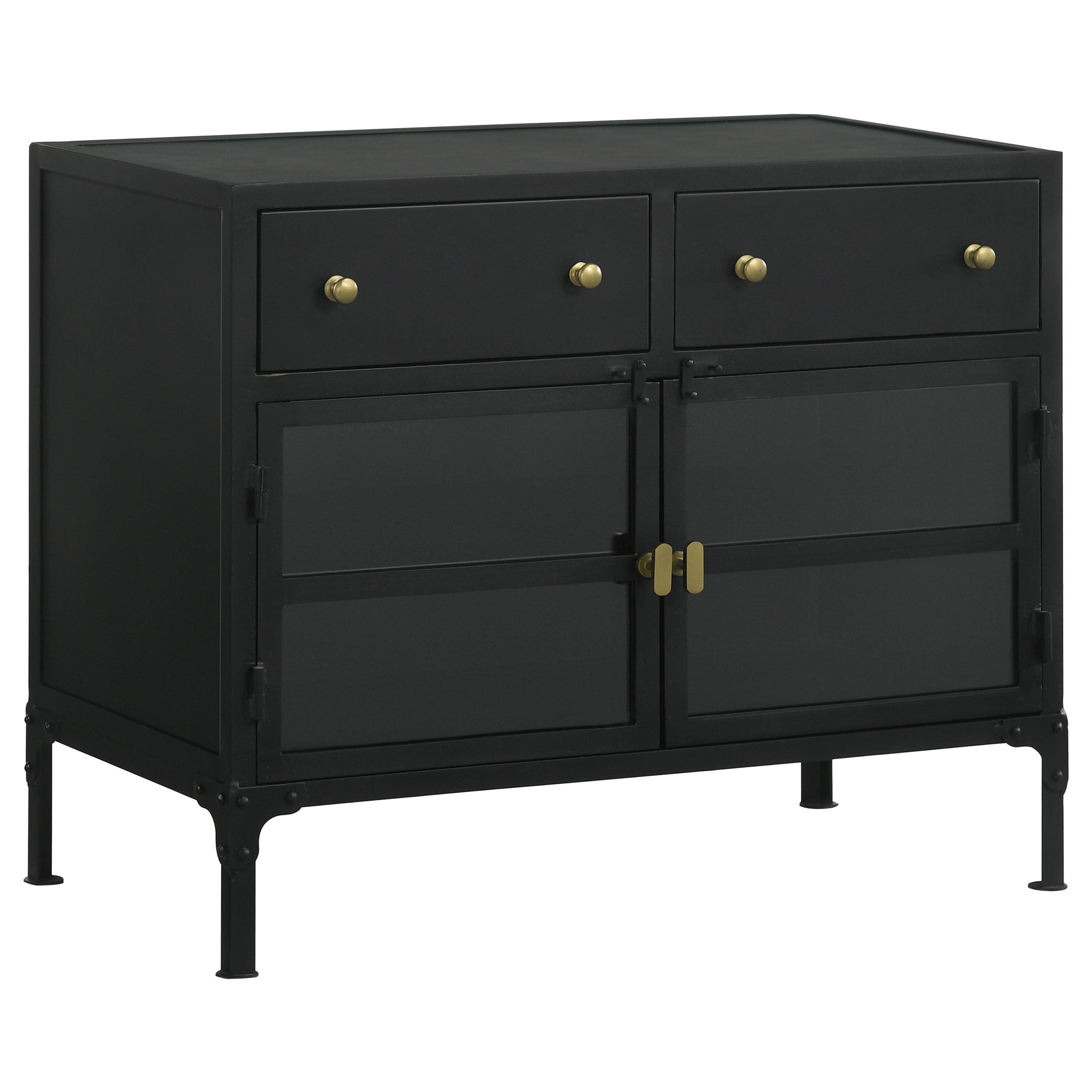 Sadler 2-drawer Accent Cabinet with Glass Doors Black