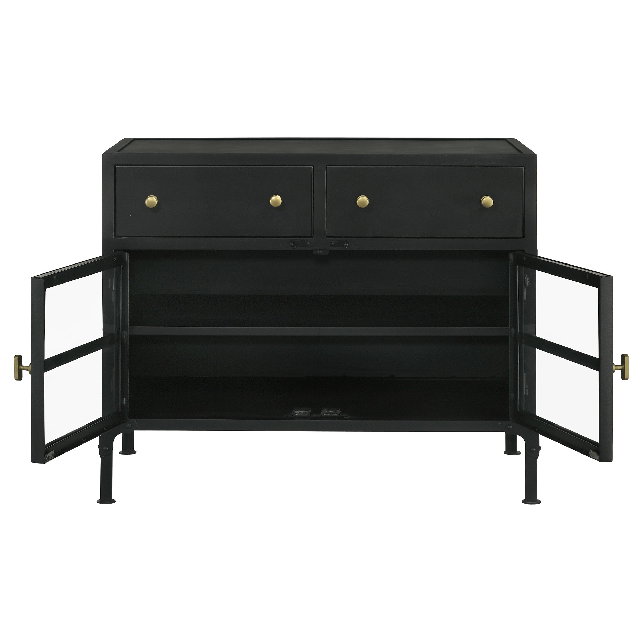 Sadler 2-drawer Accent Cabinet with Glass Doors Black