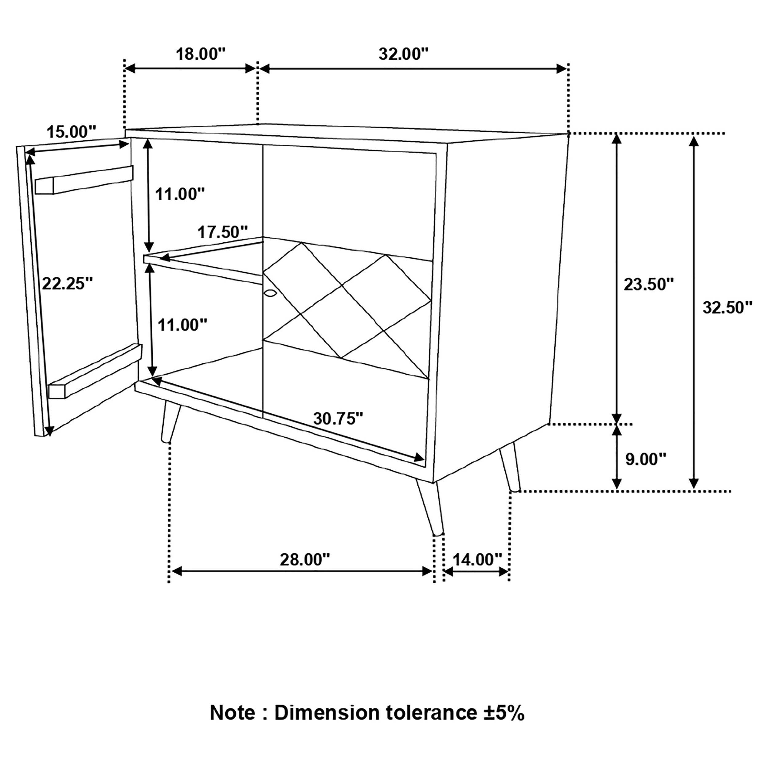 Alyssum Checkered Pattern 2-door Accent Cabinet Natural