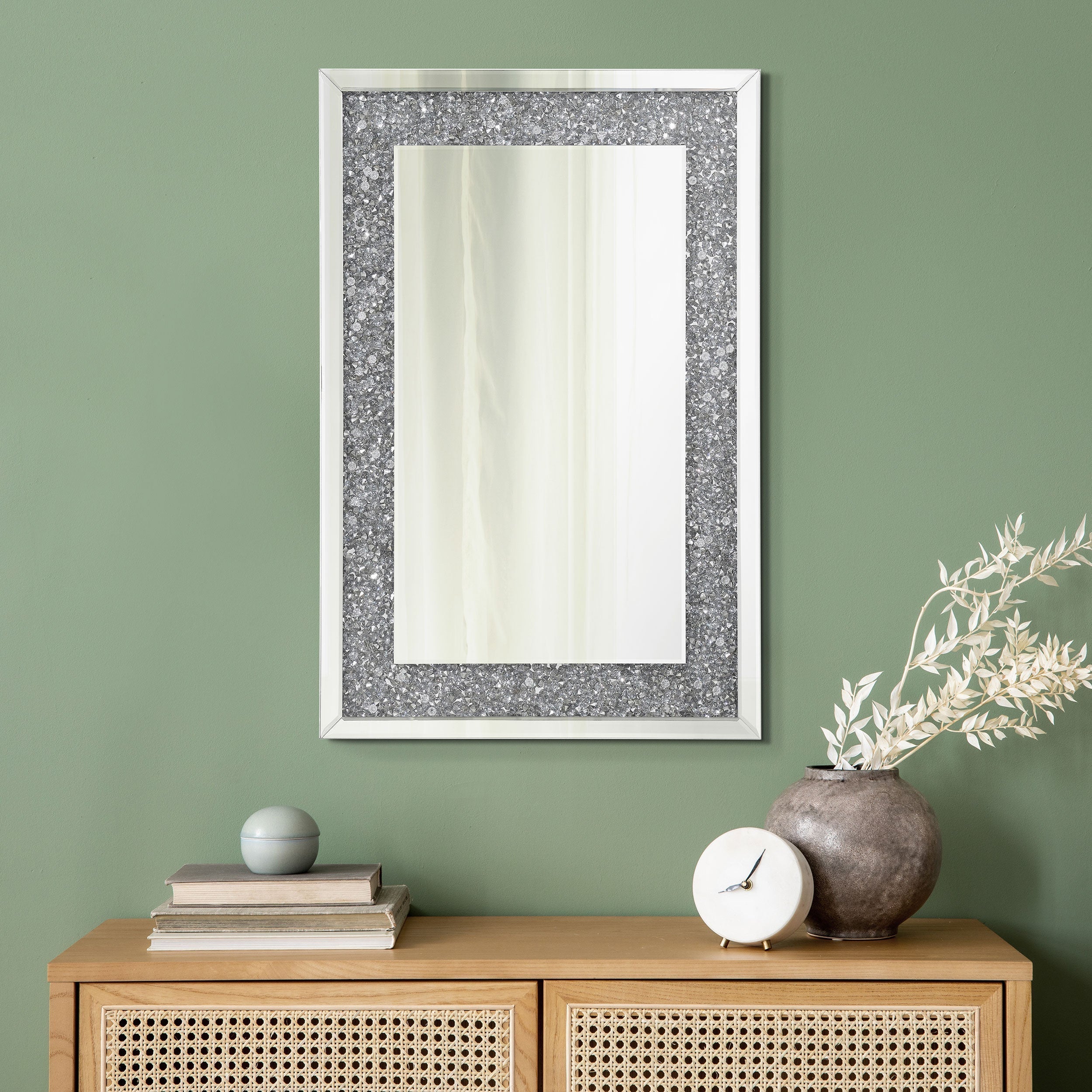 Valerie Crystal Inlay Rectangle Wall Mirror