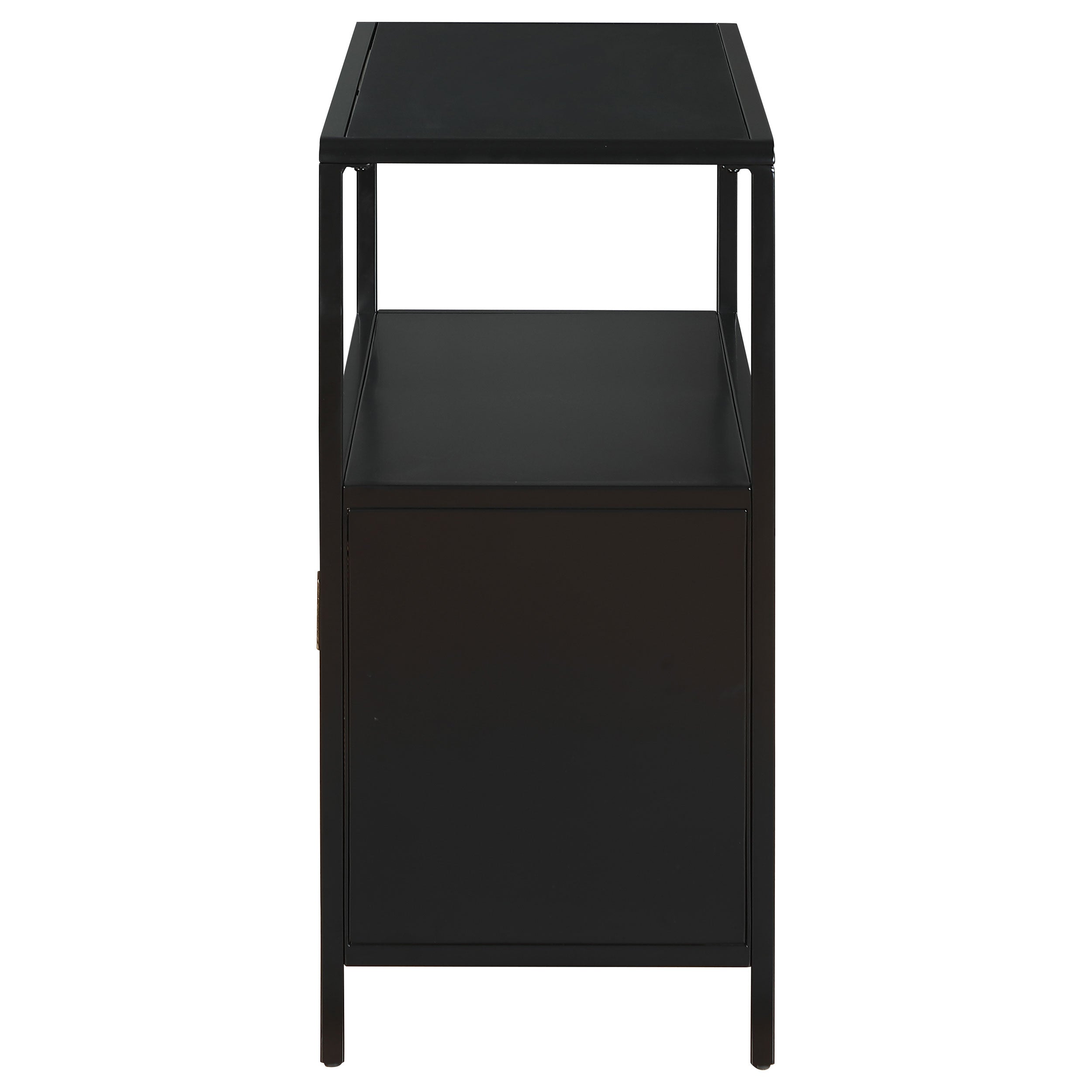 Amherst 2-door Radio Weave Cane Metal Accent Cabinet Black