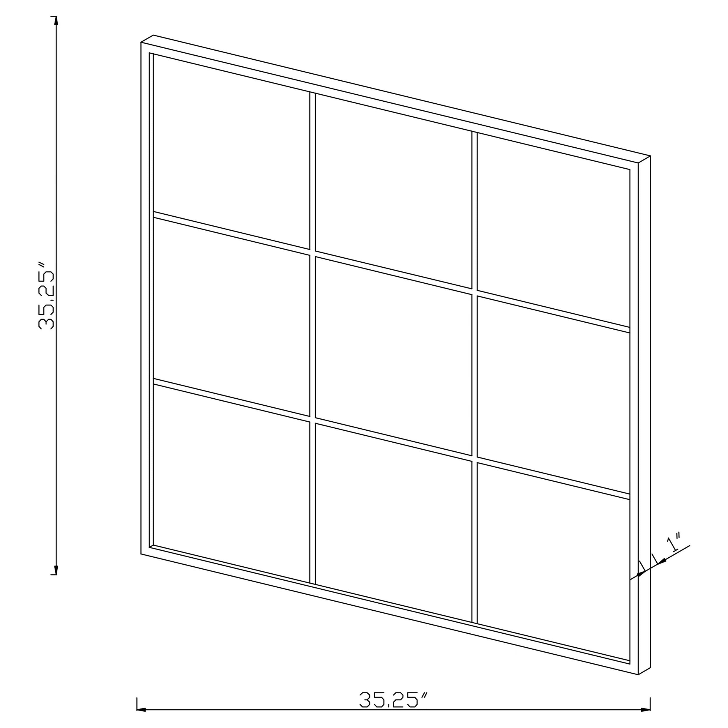 Quetzal Square Window Pane Wall Mirror Black