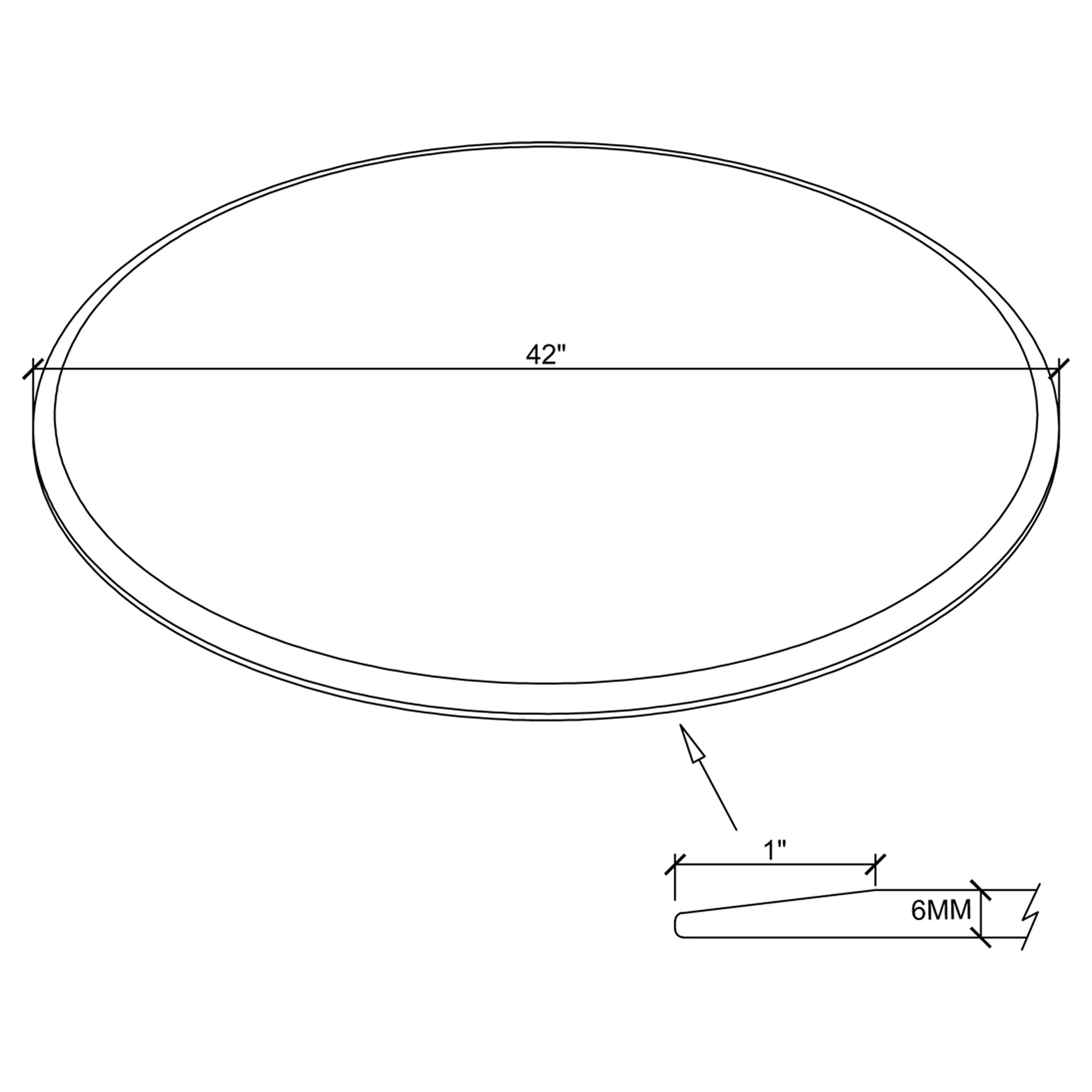 42-inch 6mm Round Clear Tempered Glass Top