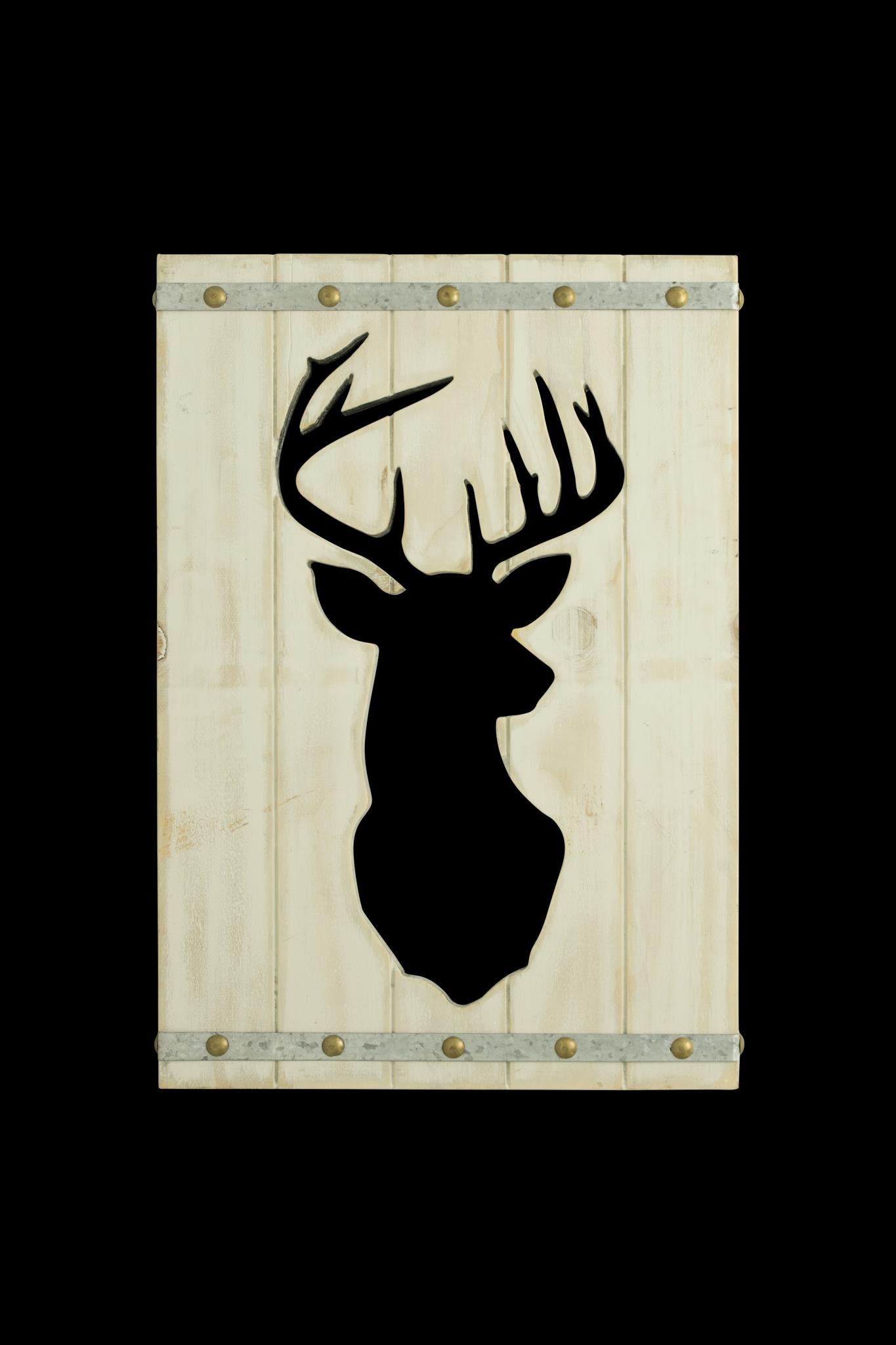 Distressed Wood With Metal Accents And Die Cut Deer ***Monl*** Mixed Media