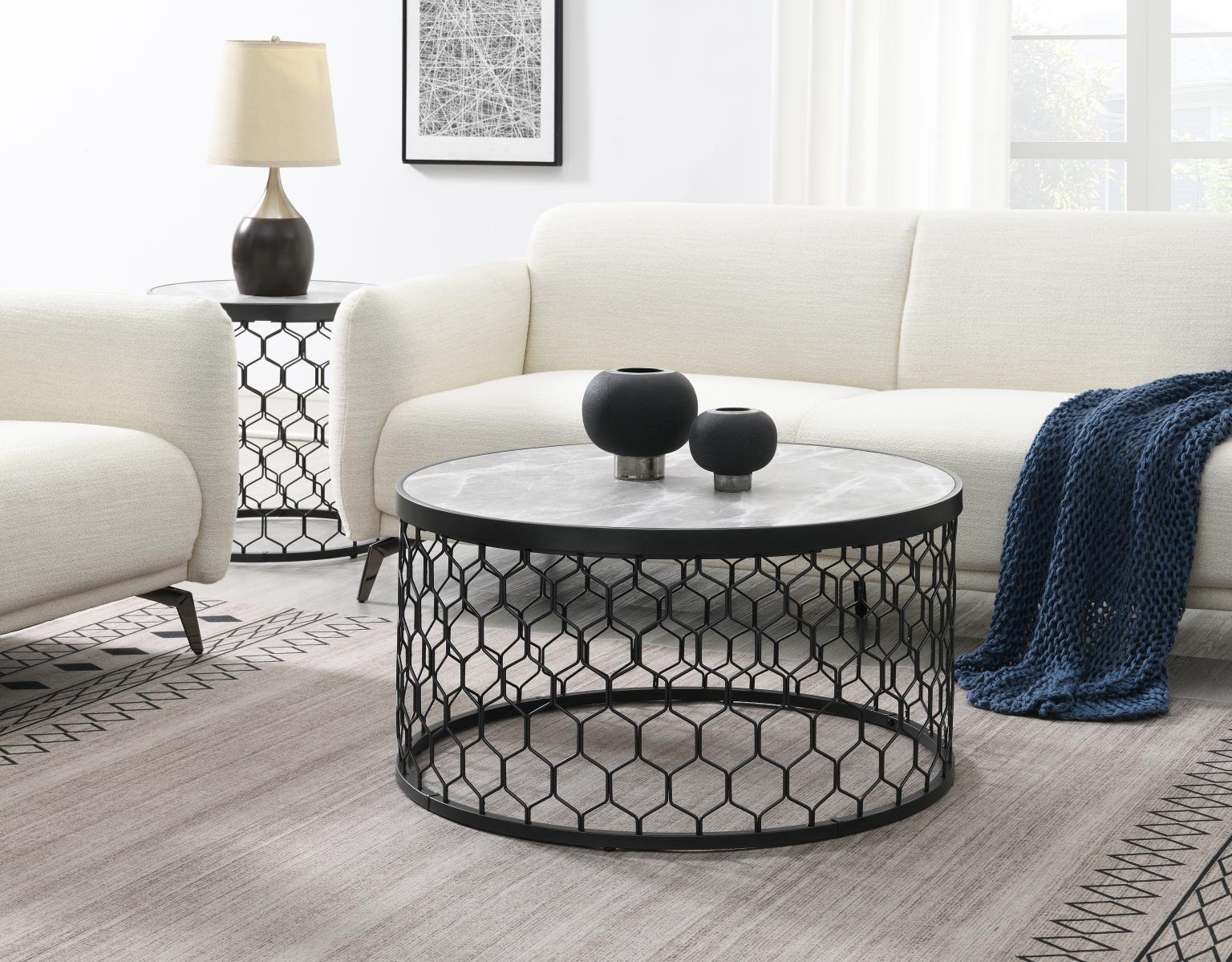 Black/Silver Sparkle Coffee Table & 2 End Table