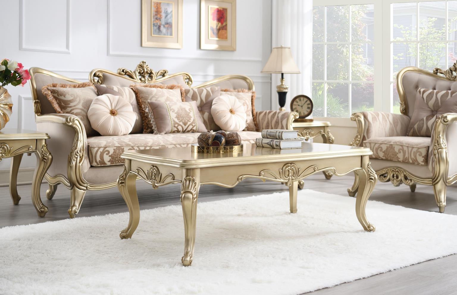 Traditional Champagne Gold Coffee Table