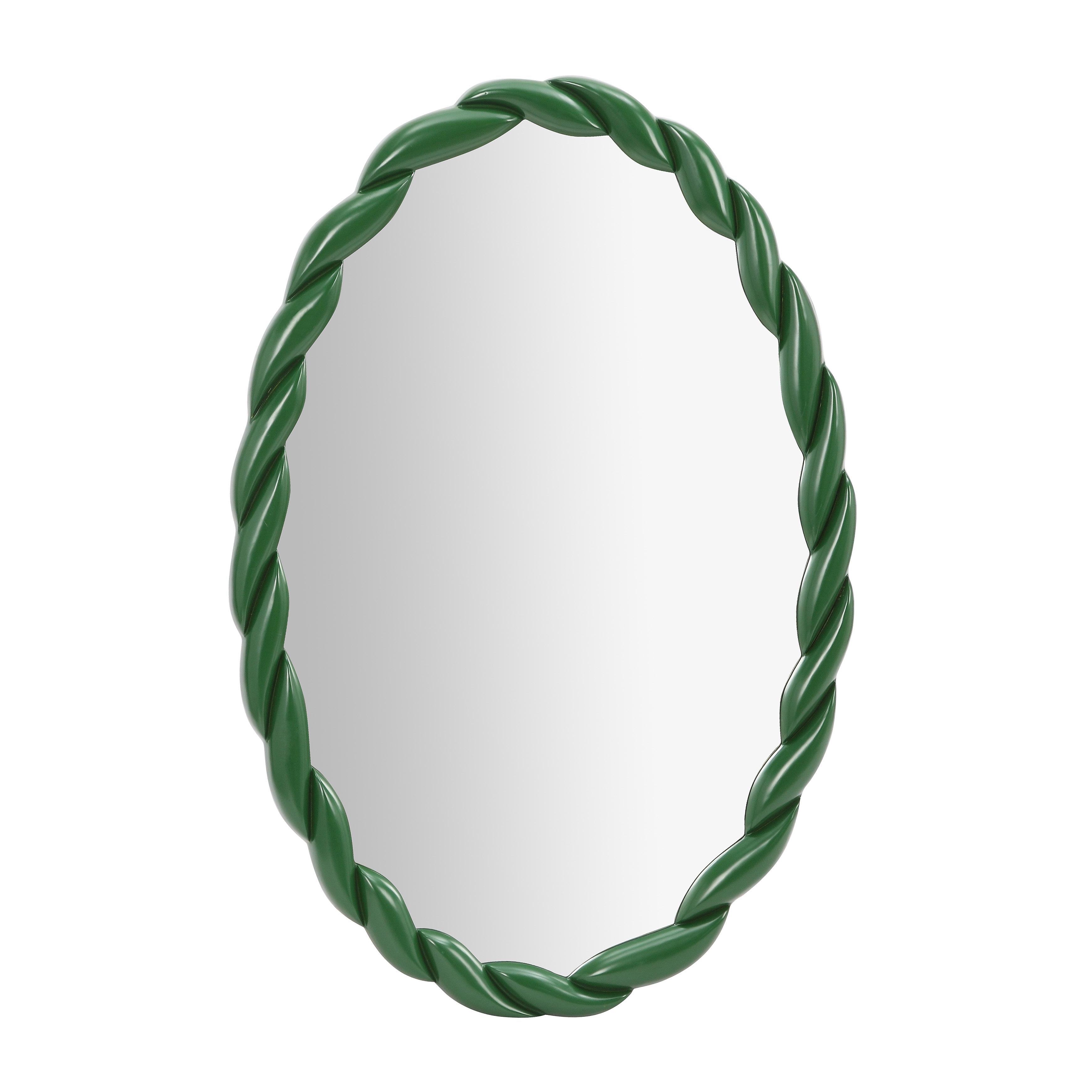 Agnes Forest Green Glossy Oval Mirror