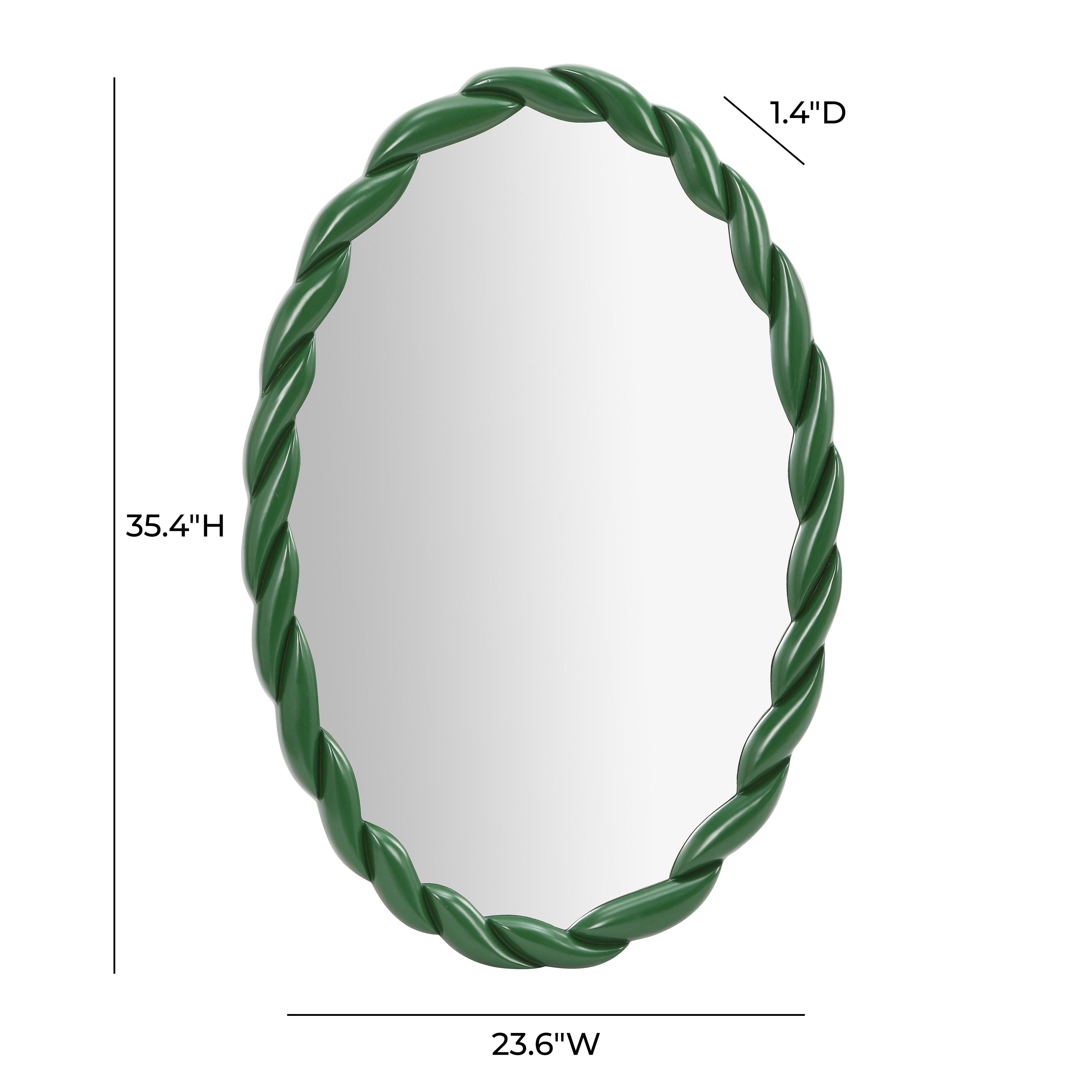 Agnes Forest Green Glossy Oval Mirror