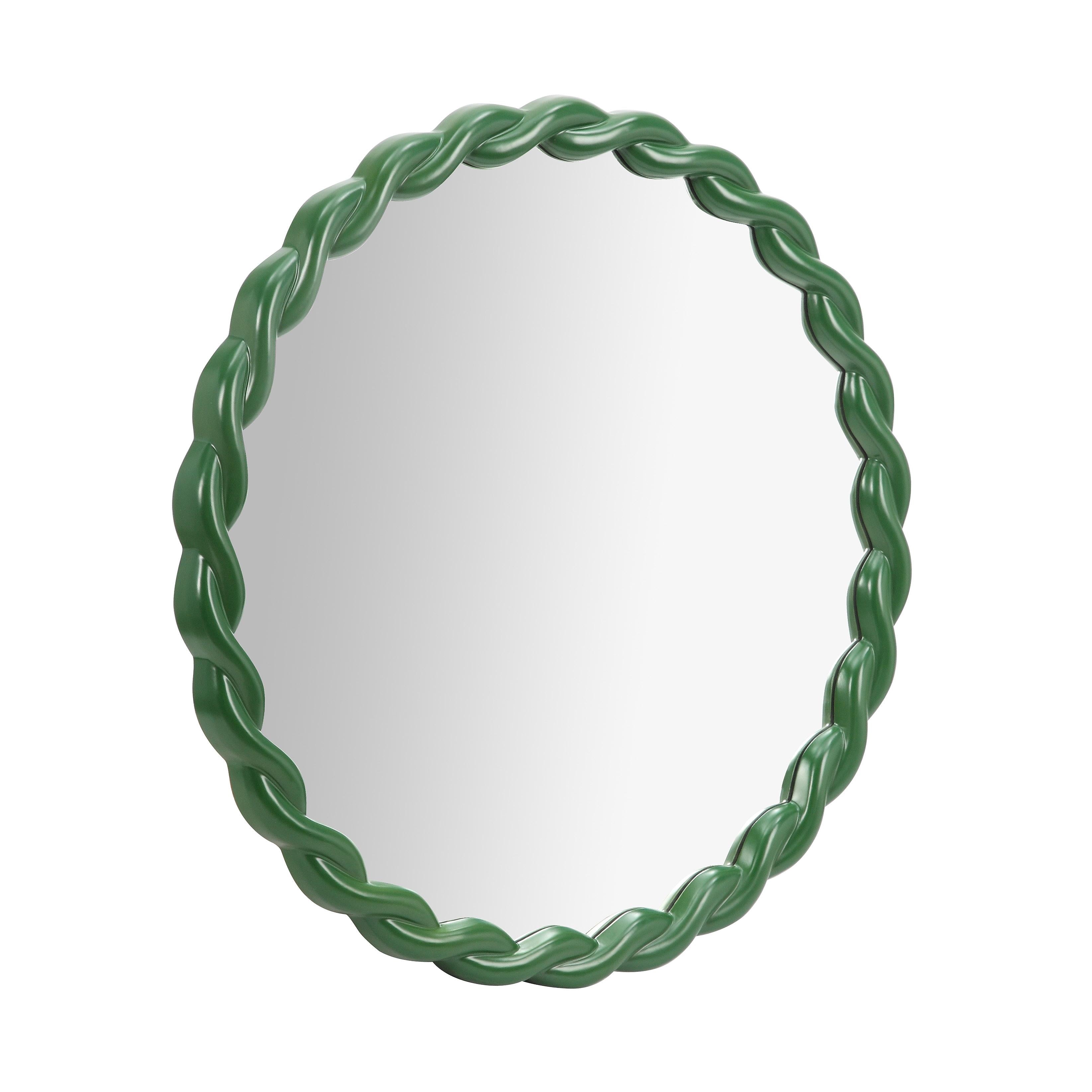 Agnes Forest Green Glossy Round Mirror