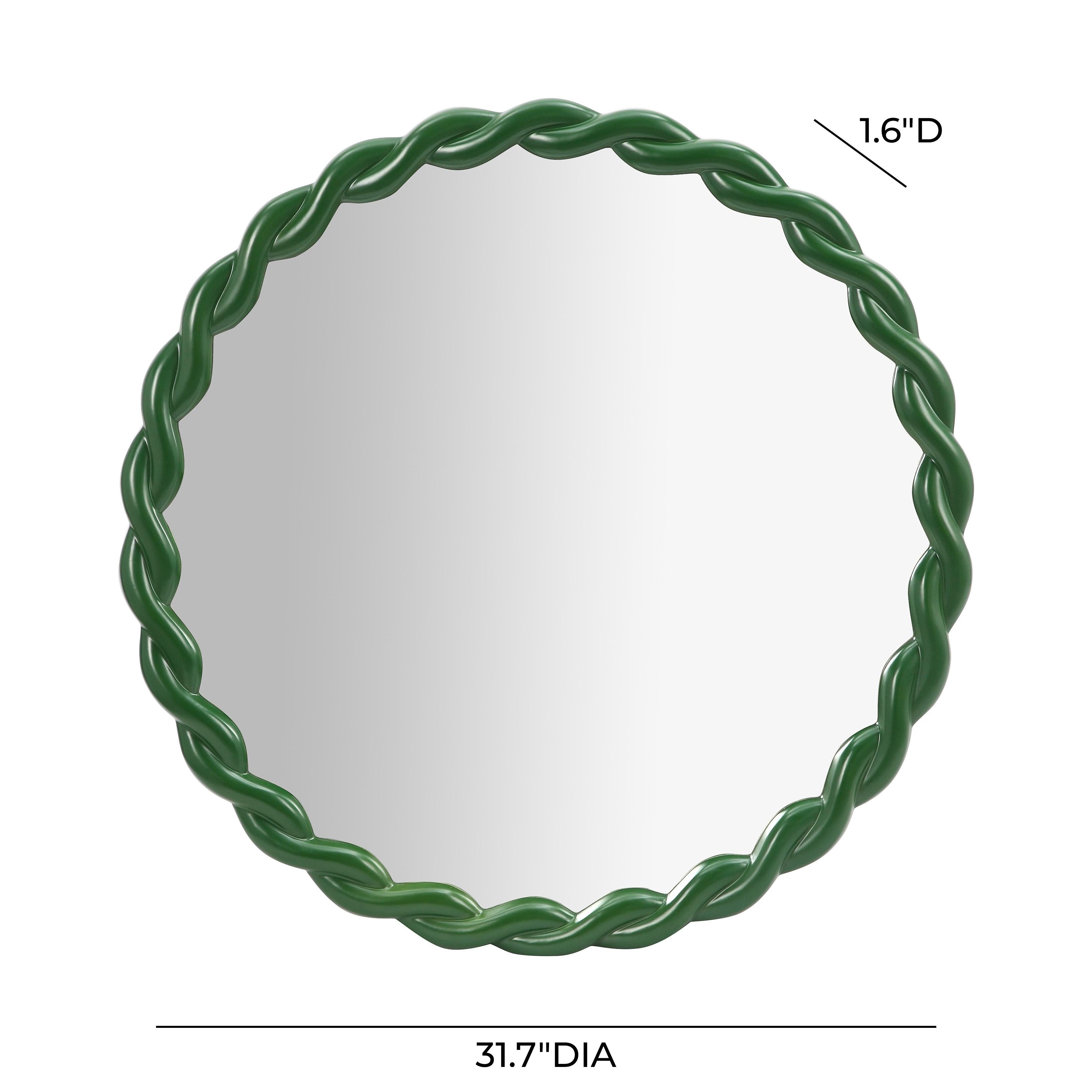 Agnes Forest Green Glossy Round Mirror