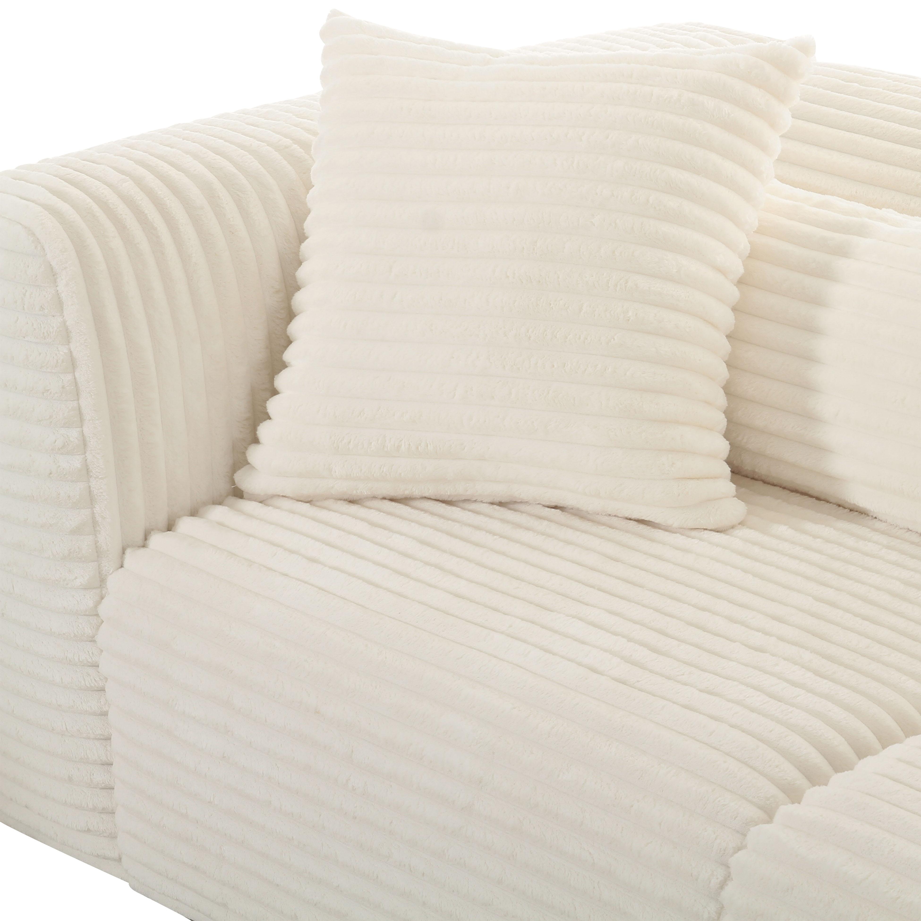 Tarra Fluffy Oversized Cream Corduroy Modular Loveseat - UK