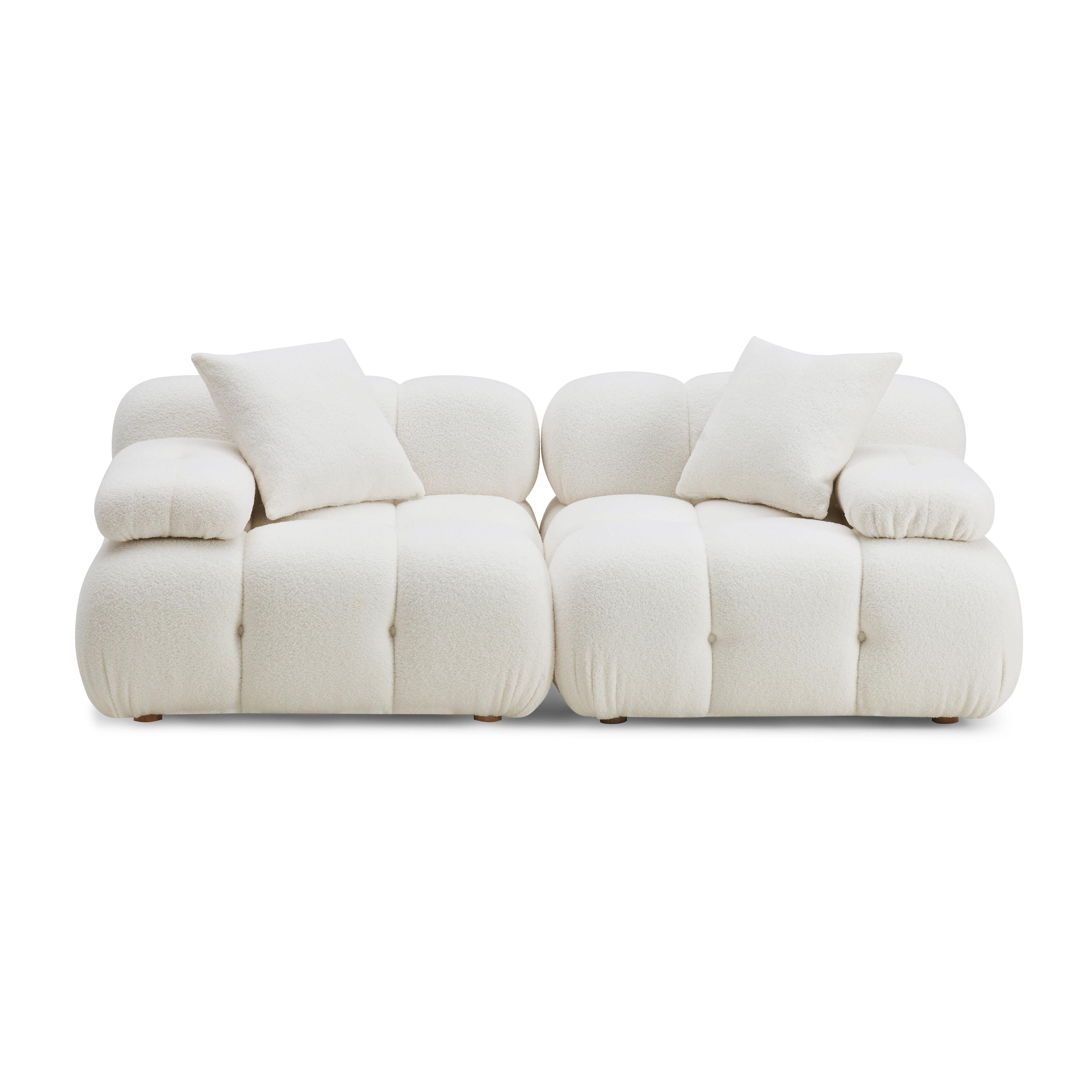 Calliope Cream Vegan Shearling Modular Loveseat