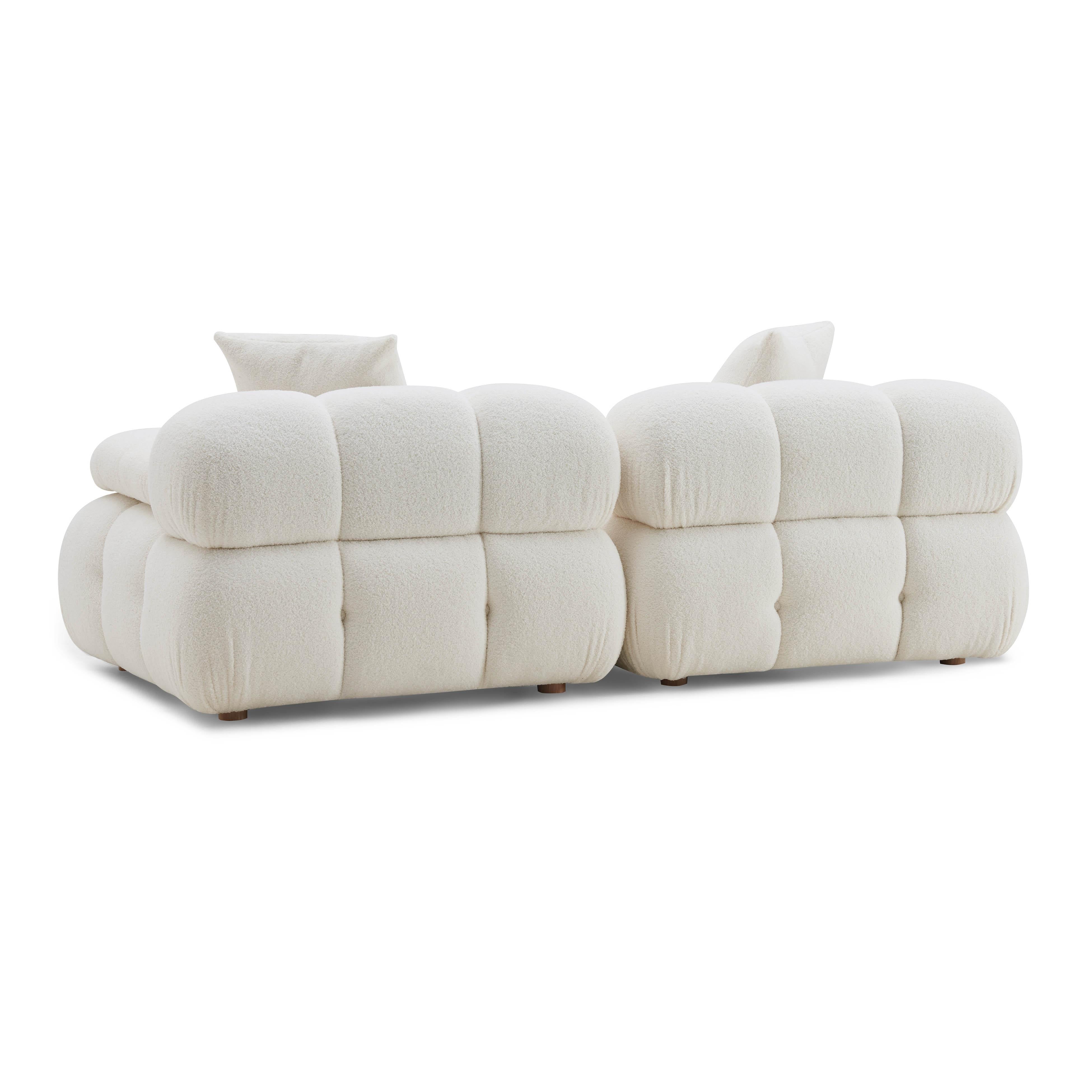 Calliope Cream Vegan Shearling Modular Loveseat