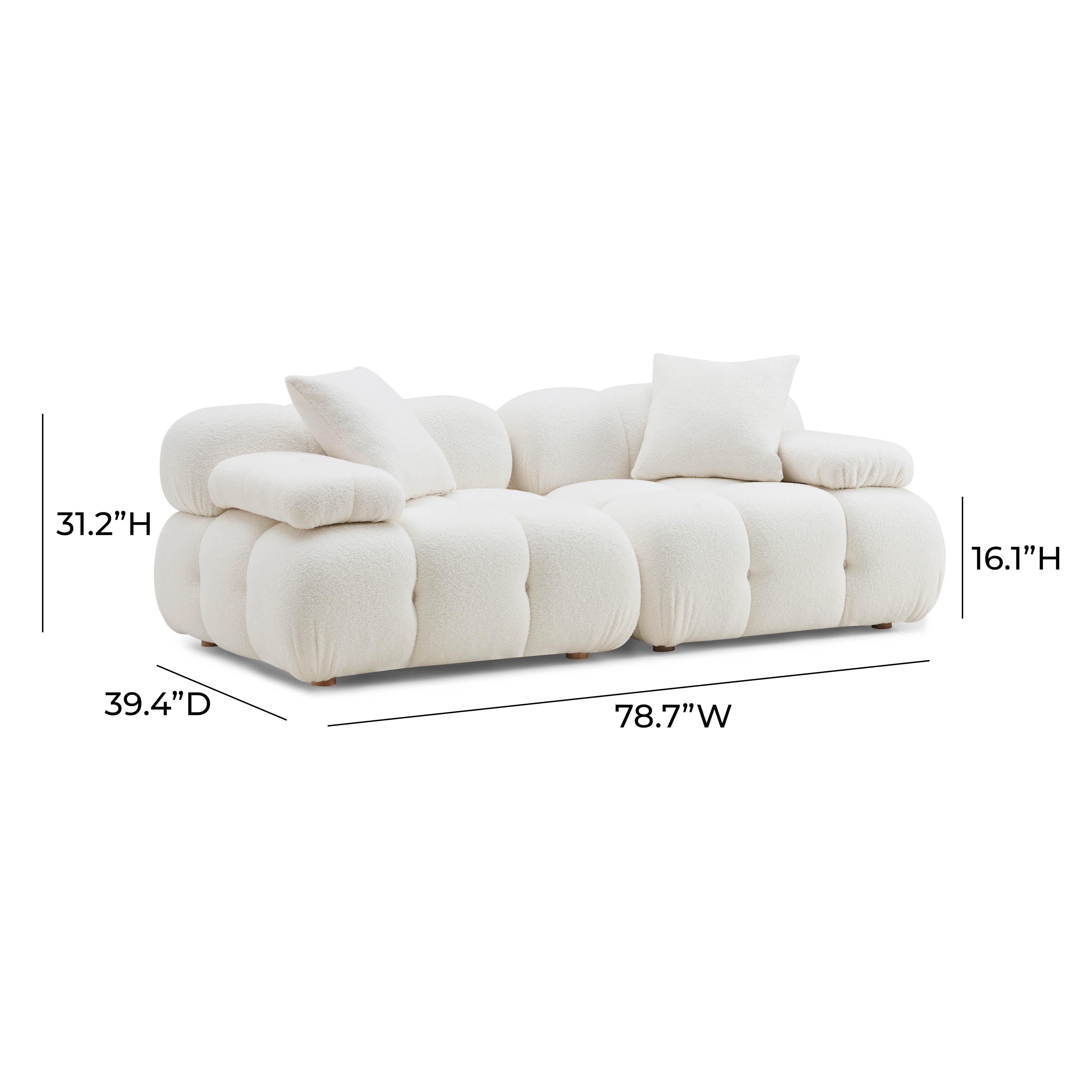 Calliope Cream Vegan Shearling Modular Loveseat