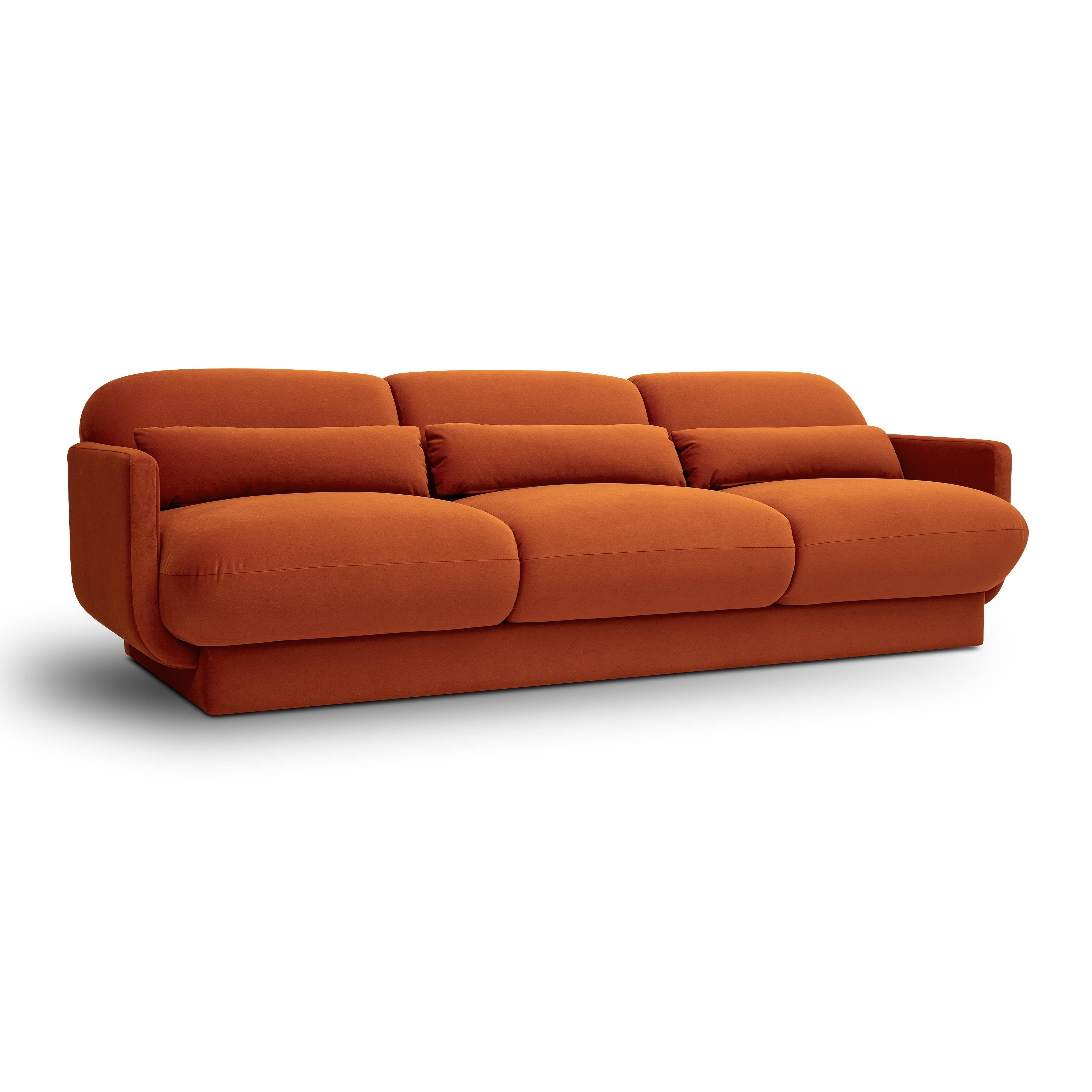 Azalea Rust Orange Velvet Sofa