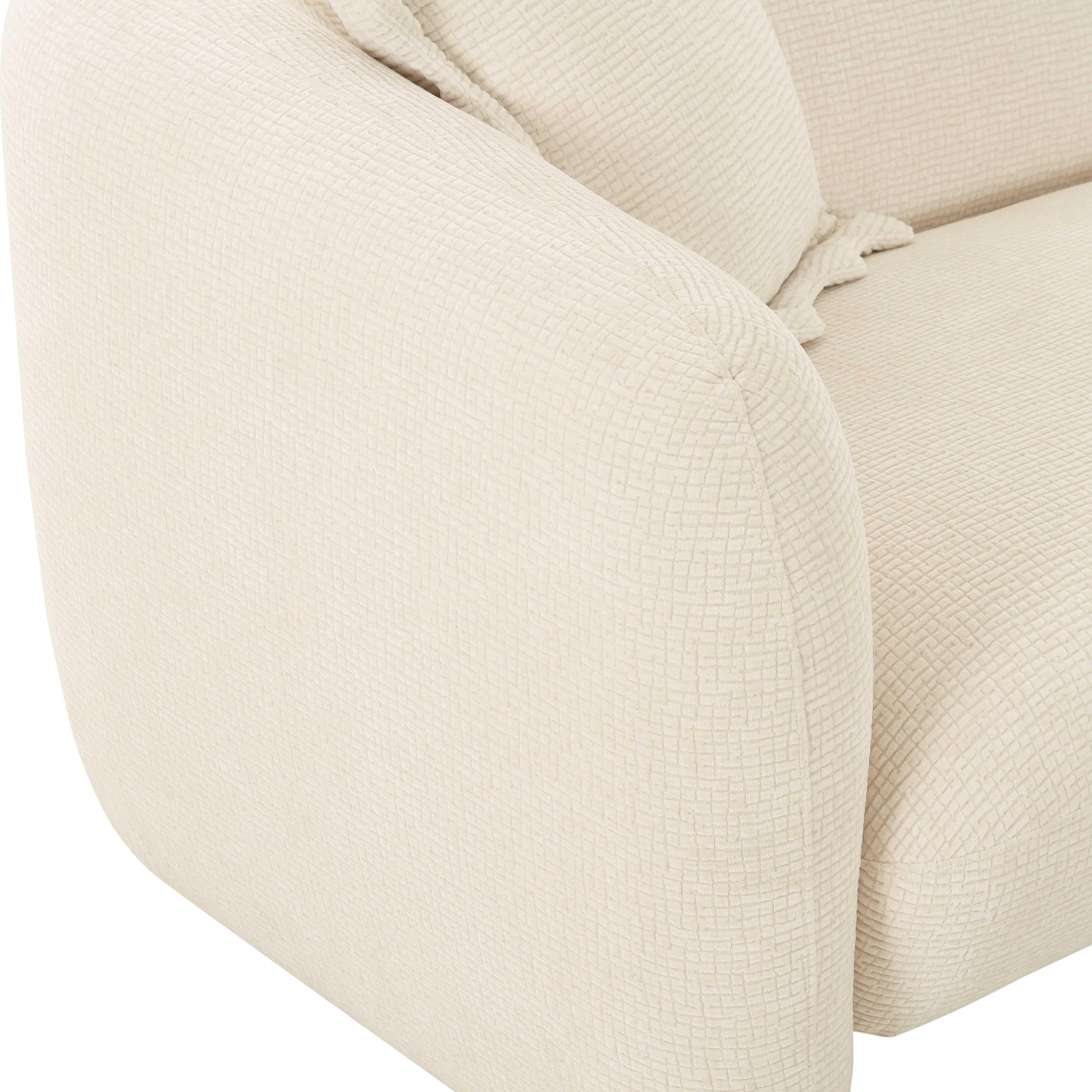 Lou Sandstone Textured Fabric Loveseat