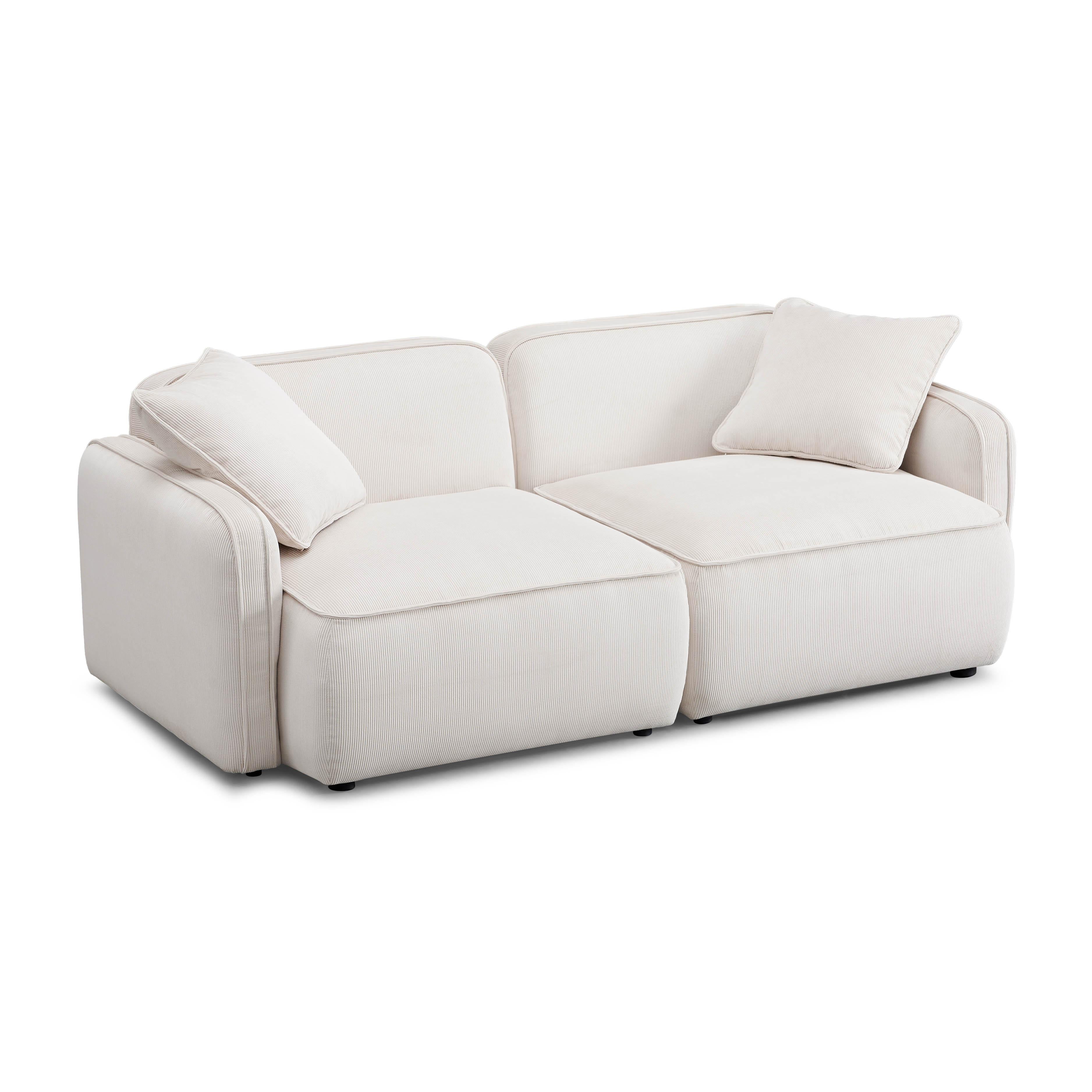 Travie White Sand Performance Corduroy Velvet Modular Loveseat