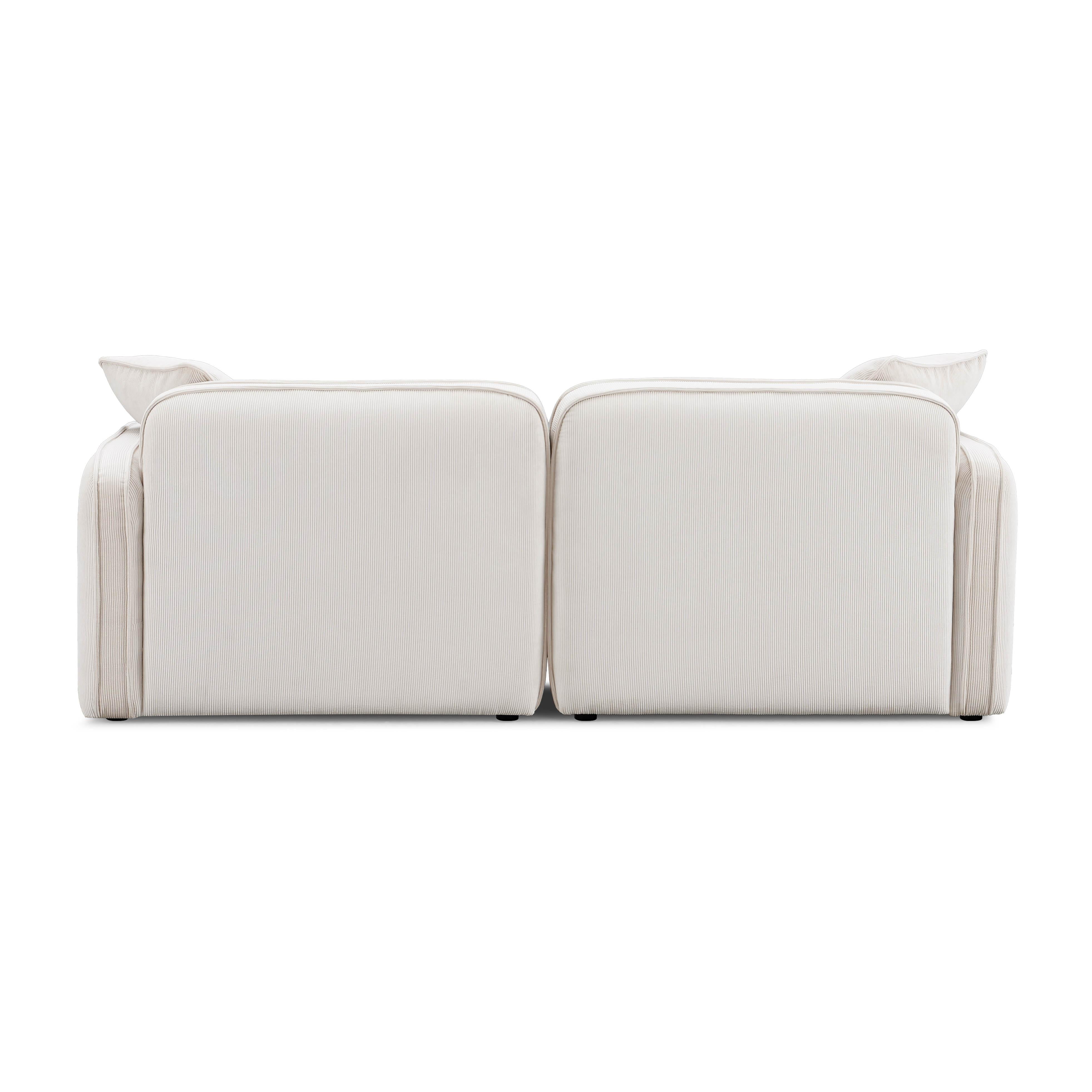 Travie White Sand Performance Corduroy Velvet Modular Loveseat