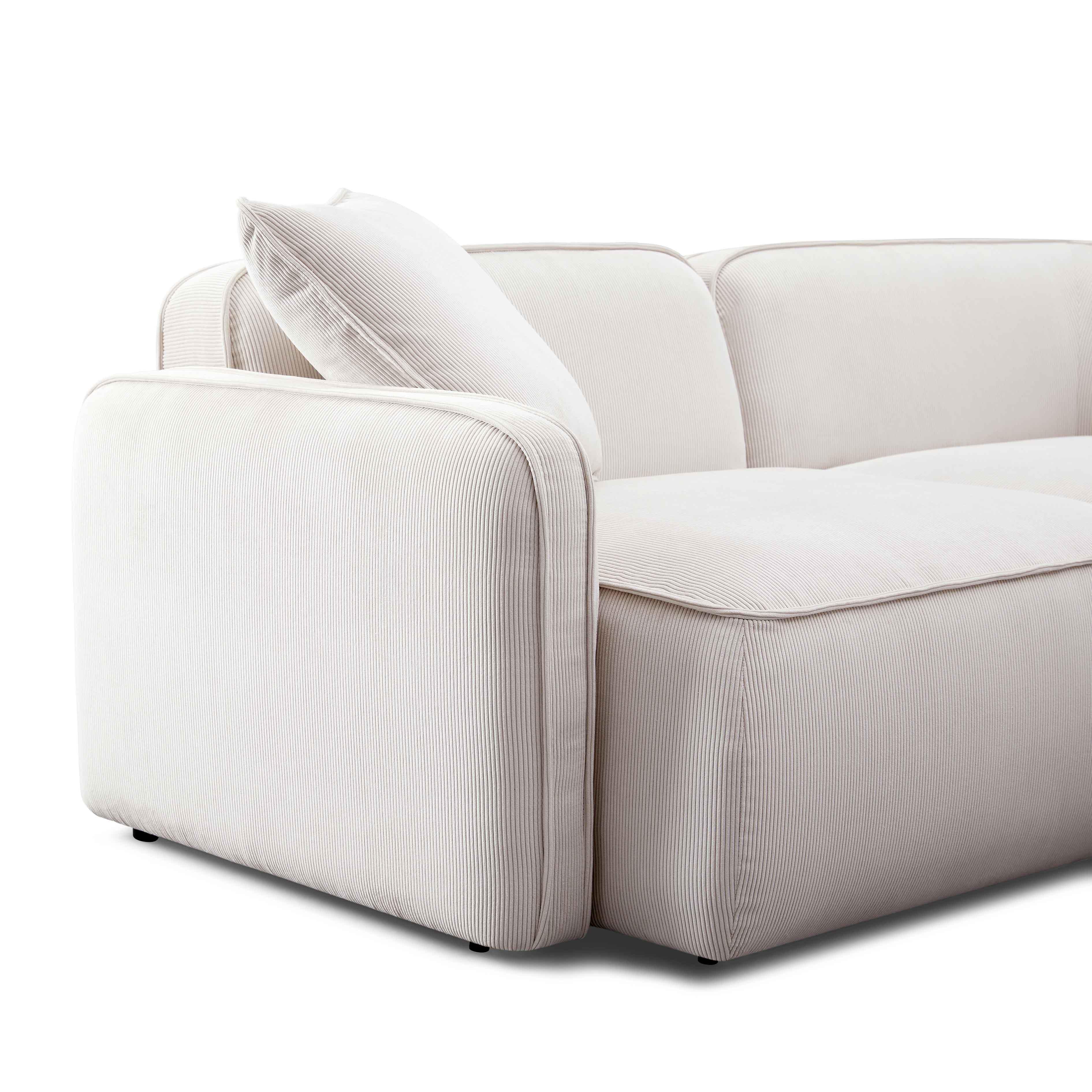 Travie White Sand Performance Corduroy Velvet Modular Loveseat