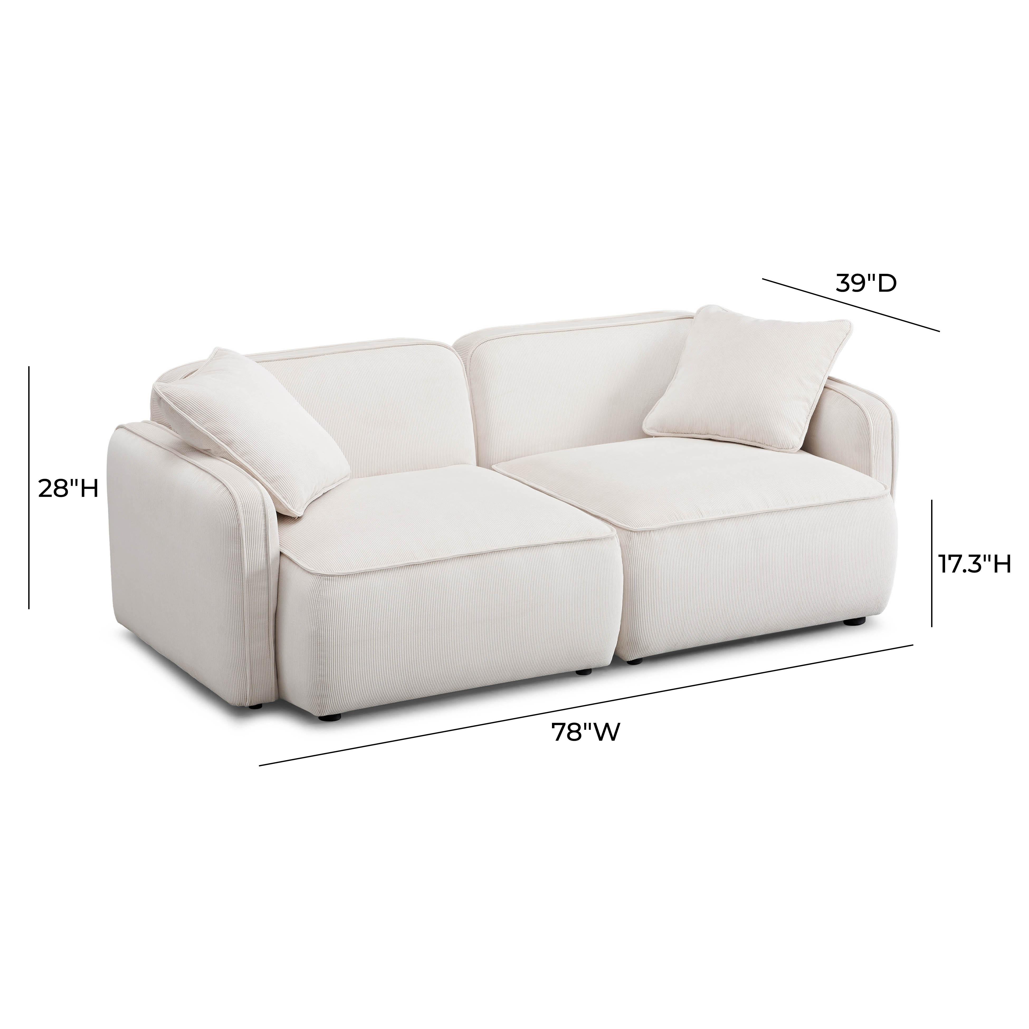 Travie White Sand Performance Corduroy Velvet Modular Loveseat