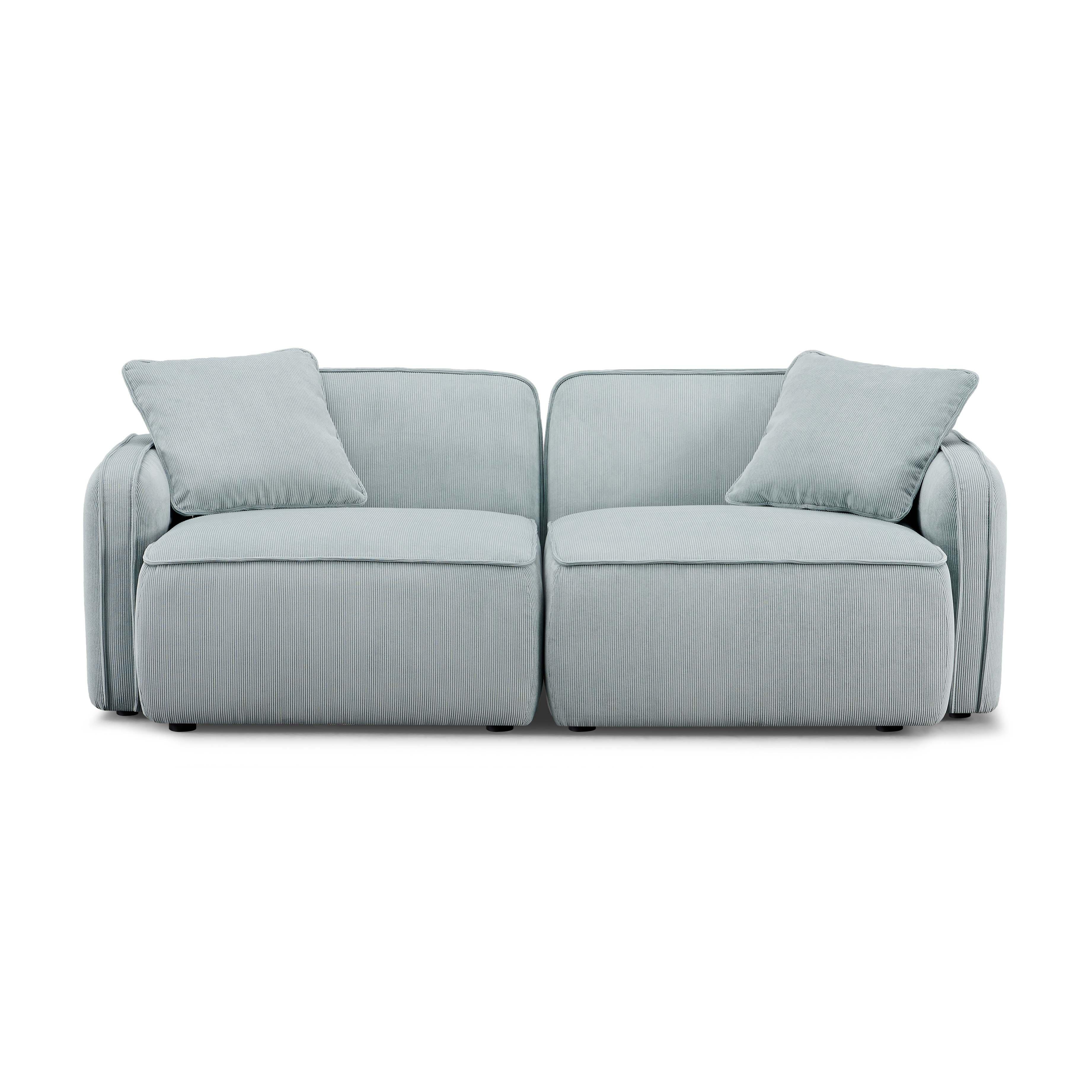 Travie Sea Foam Performance Corduroy Velvet Modular Loveseat