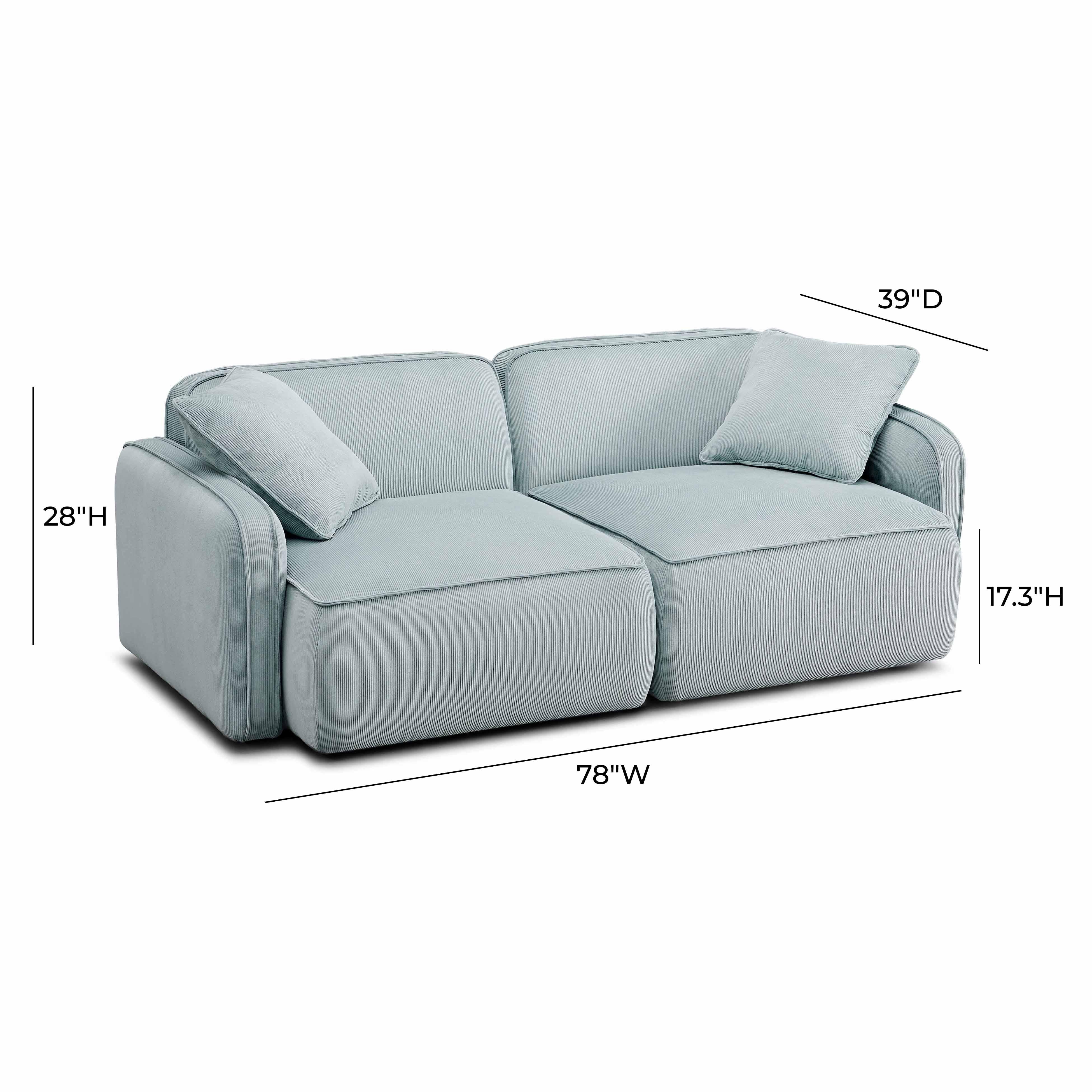 Travie Sea Foam Performance Corduroy Velvet Modular Loveseat