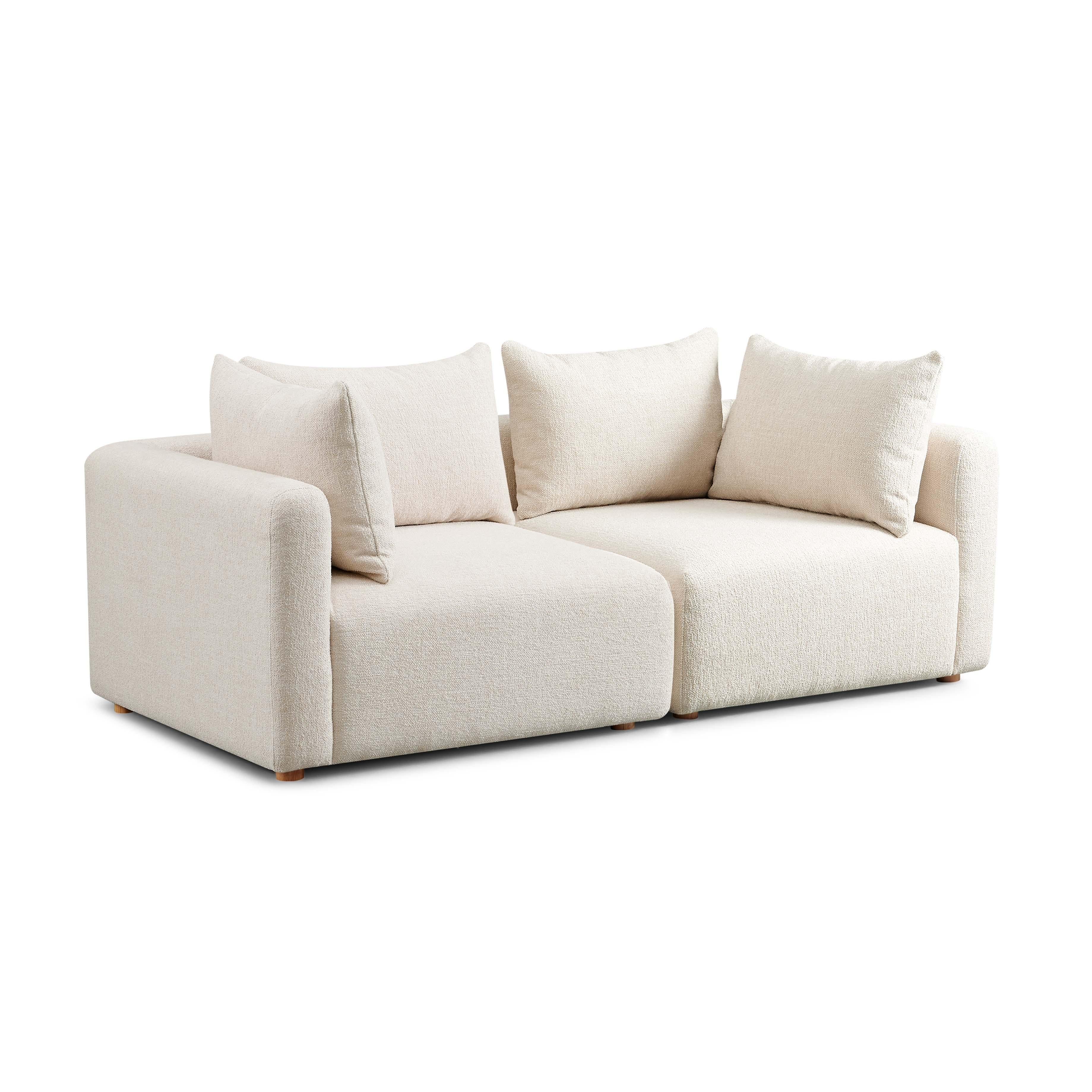 Hangover Cream Heavy Textured Fabric Loveseat