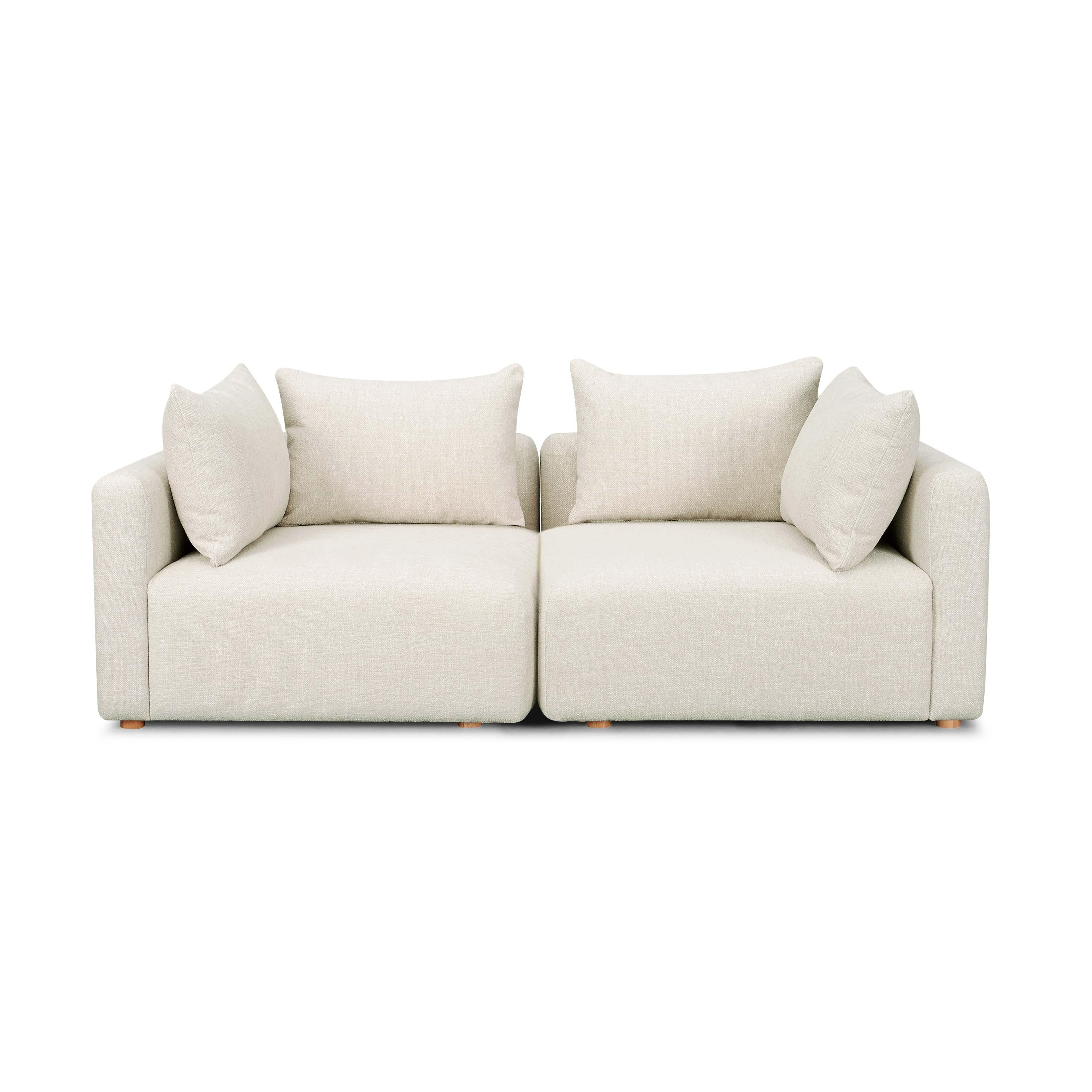 Hangover Cream Heavy Textured Fabric Loveseat