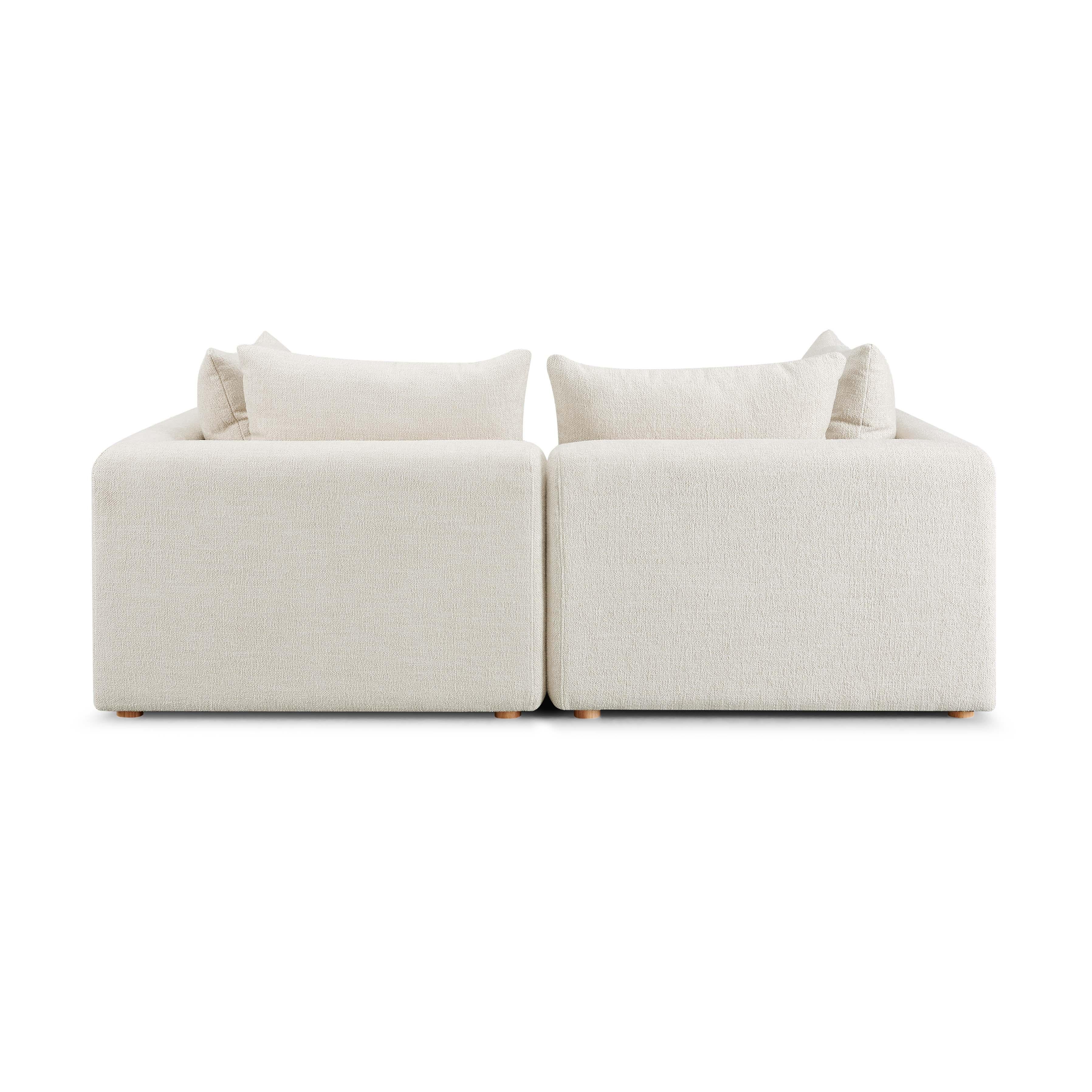 Hangover Cream Heavy Textured Fabric Loveseat